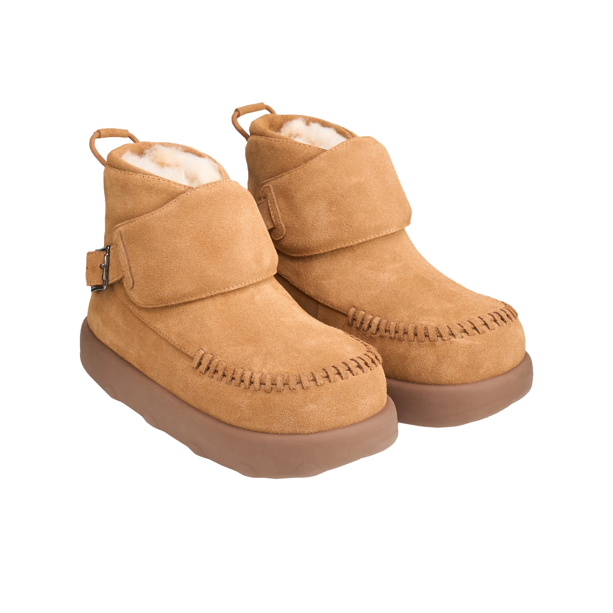 LOST IN ECHO Open Smile Thick Soled Fleece Snow Boots In Brown | MADAX