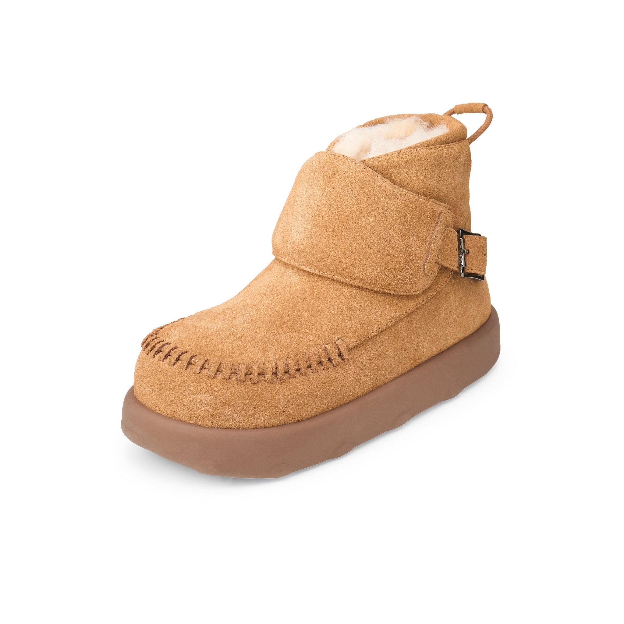 LOST IN ECHO Open Smile Thick Soled Fleece Snow Boots In Brown | MADAX