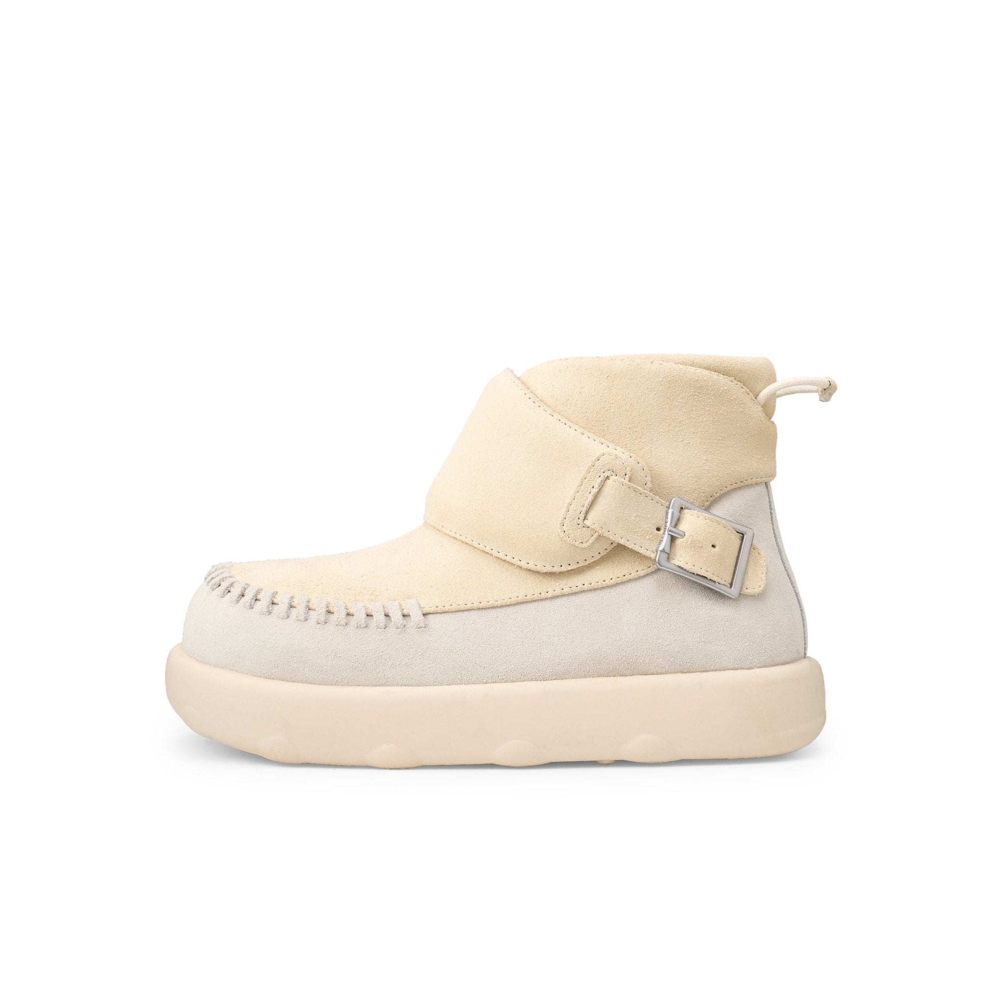 LOST IN ECHO Open Smile Thick Soled Fleece Snow Boots In Cream | MADAX