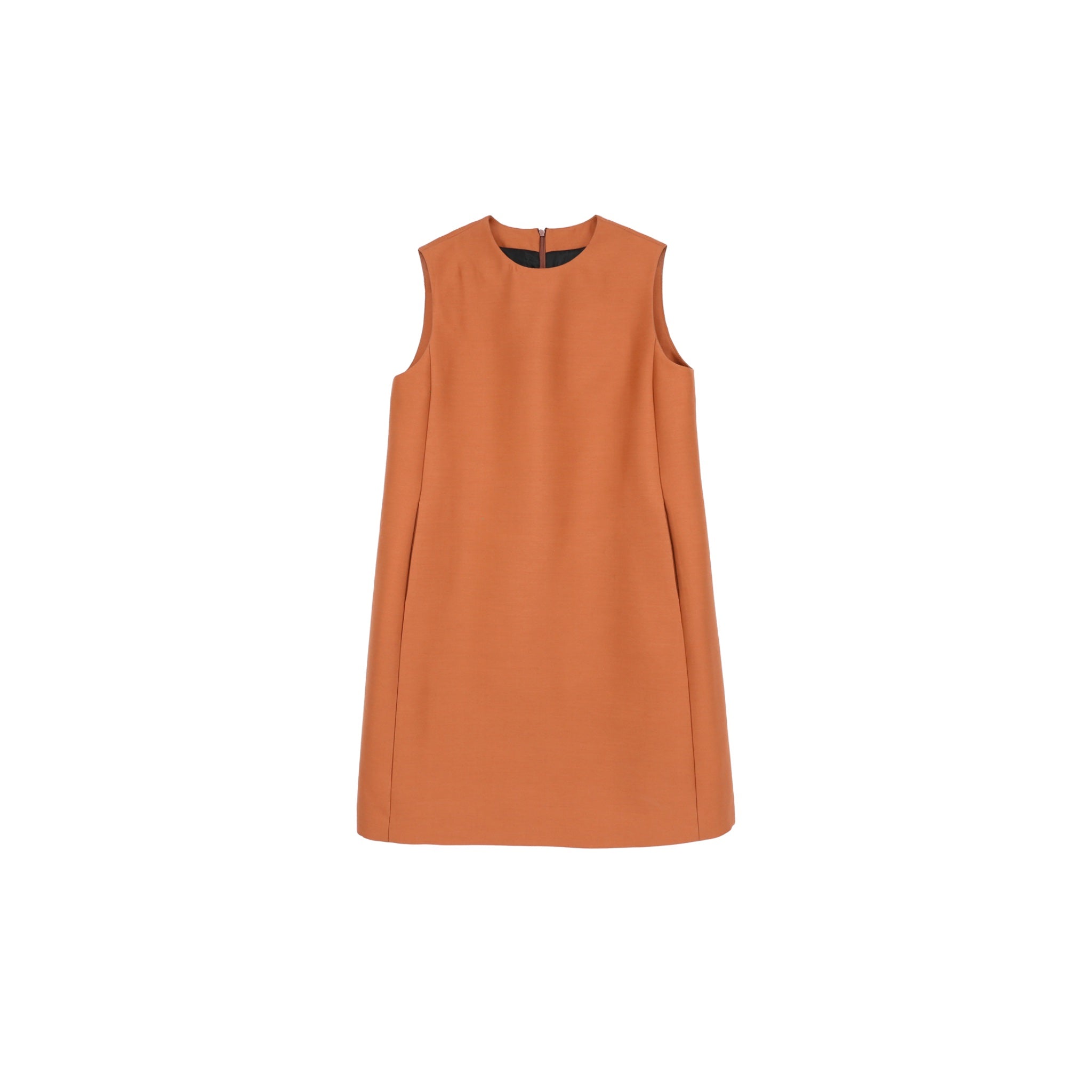 ilEWUOY Orange Silk Wool Vest Dress | MADA IN CHINA