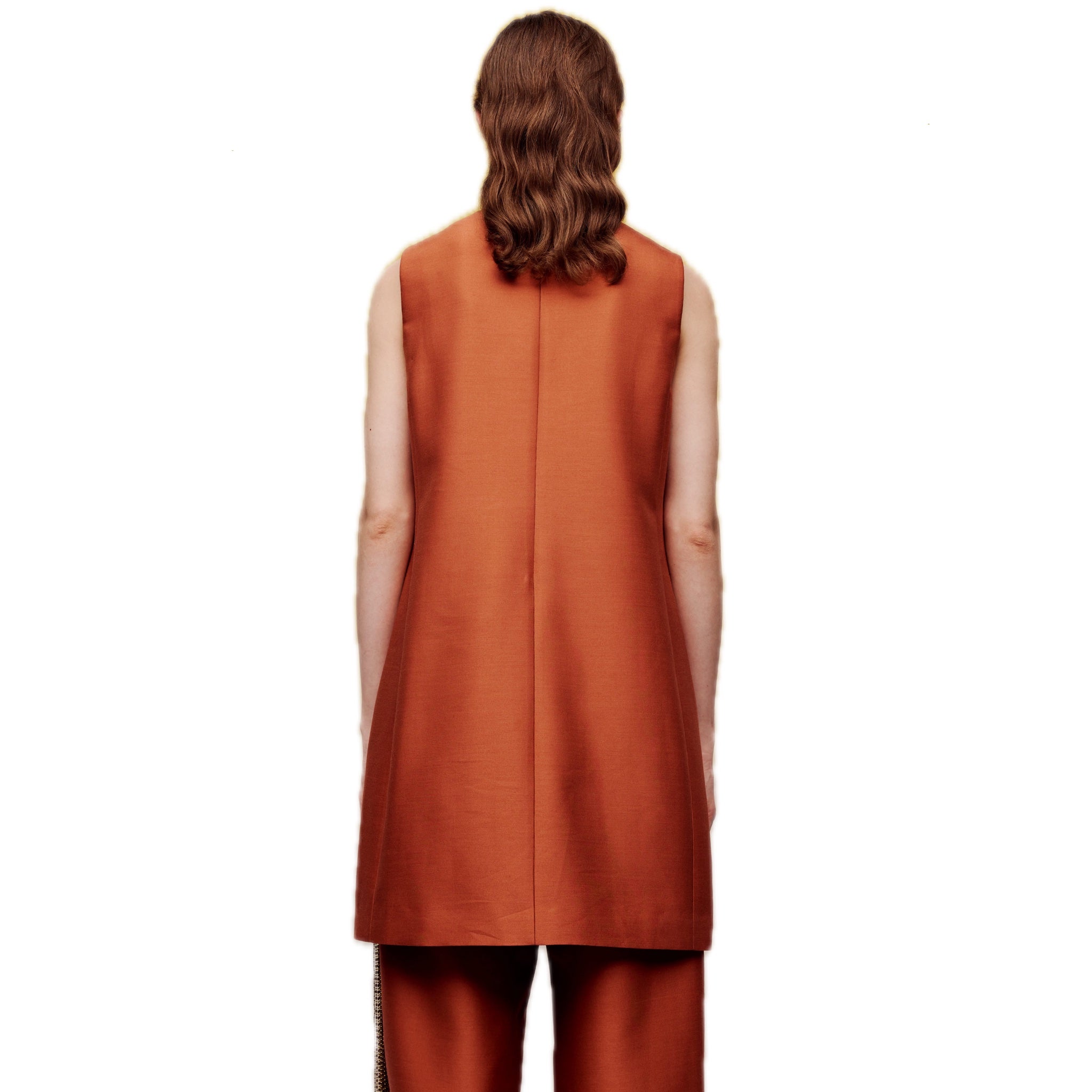 ilEWUOY Orange Silk Wool Vest Dress | MADA IN CHINA