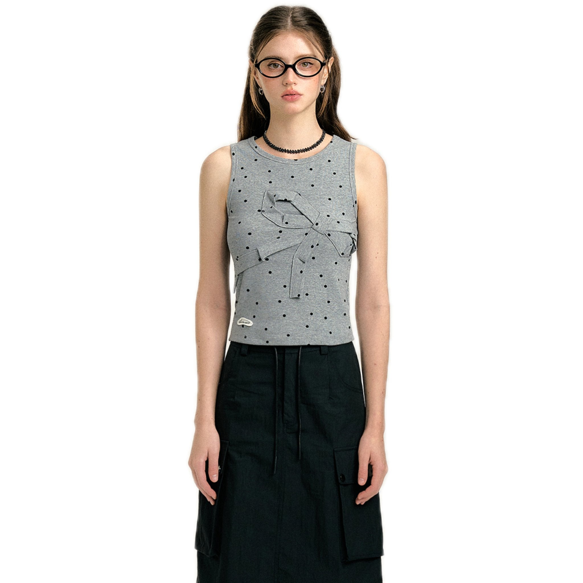 SOMESOWE Origami Bow Tank Top in Grey | MADA IN CHINA