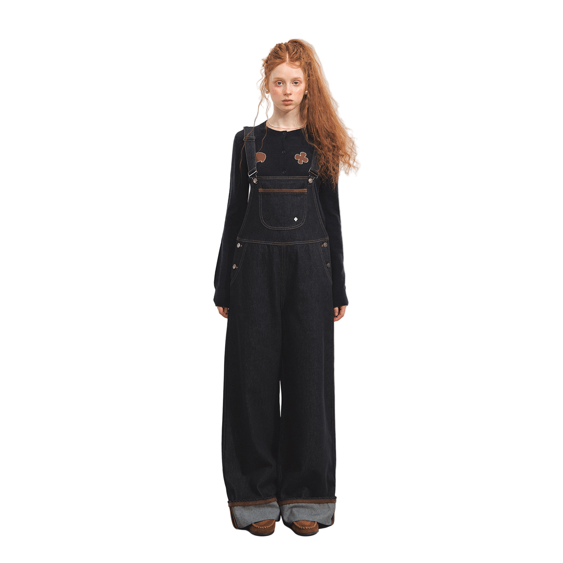 SOMESOWE Original Denim Cuffed Overalls In Dark Blue | MADAX
