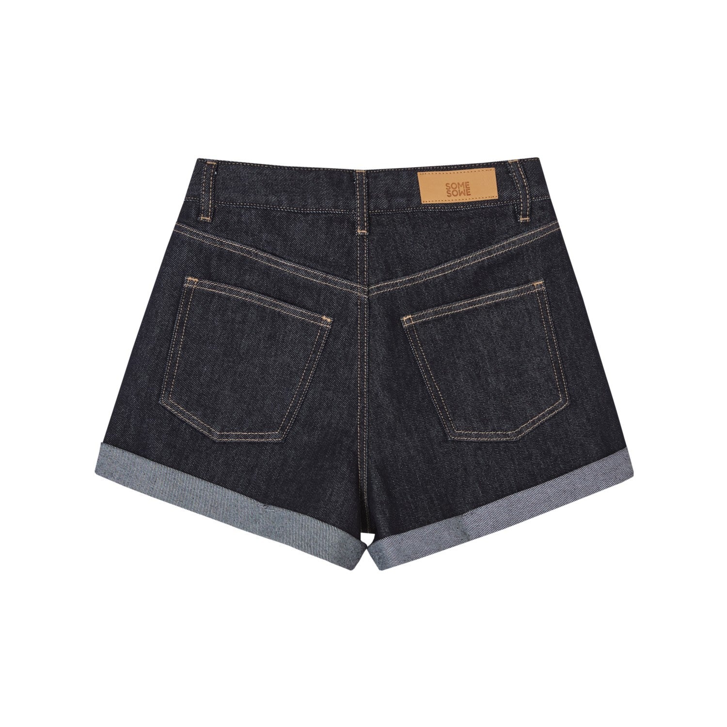 SOMESOWE Original Washed Hem Denim Shorts In Dark Blue | MADAX