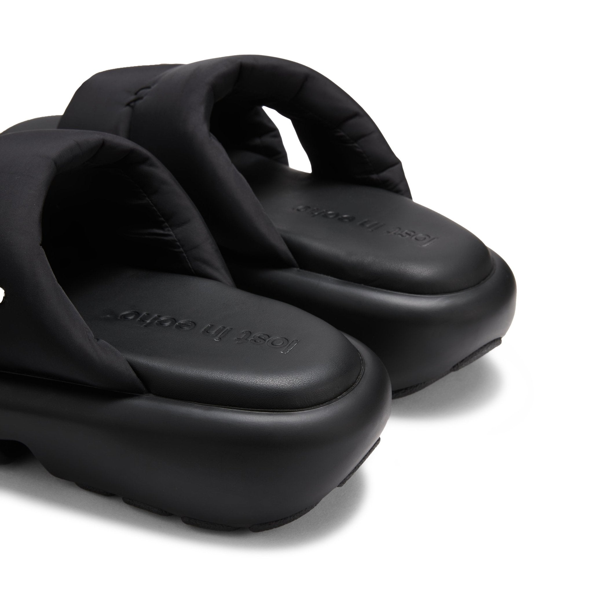 Padded Souble-strap Platform Sandals in Black | MADAX