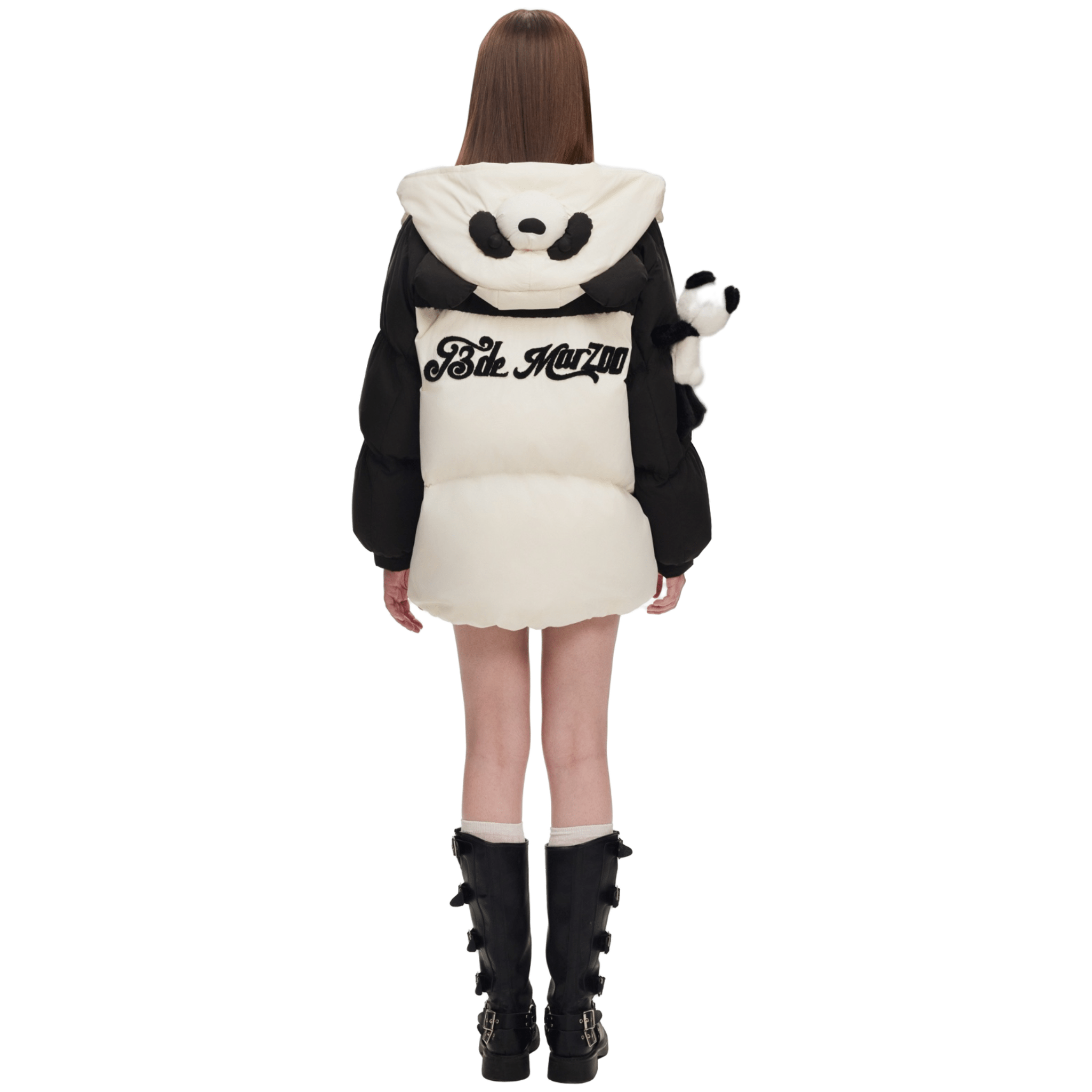 13DE MARZO Panda Bear Doll Down Jacket in White | MADAX