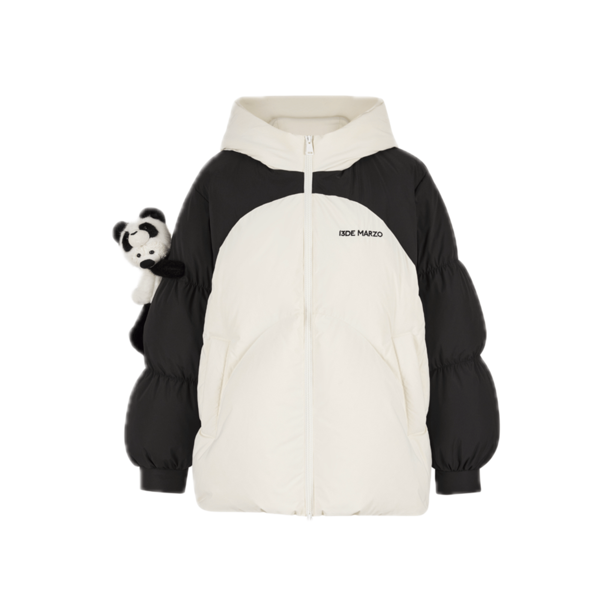 13DE MARZO Panda Bear Doll Down Jacket in White | MADAX