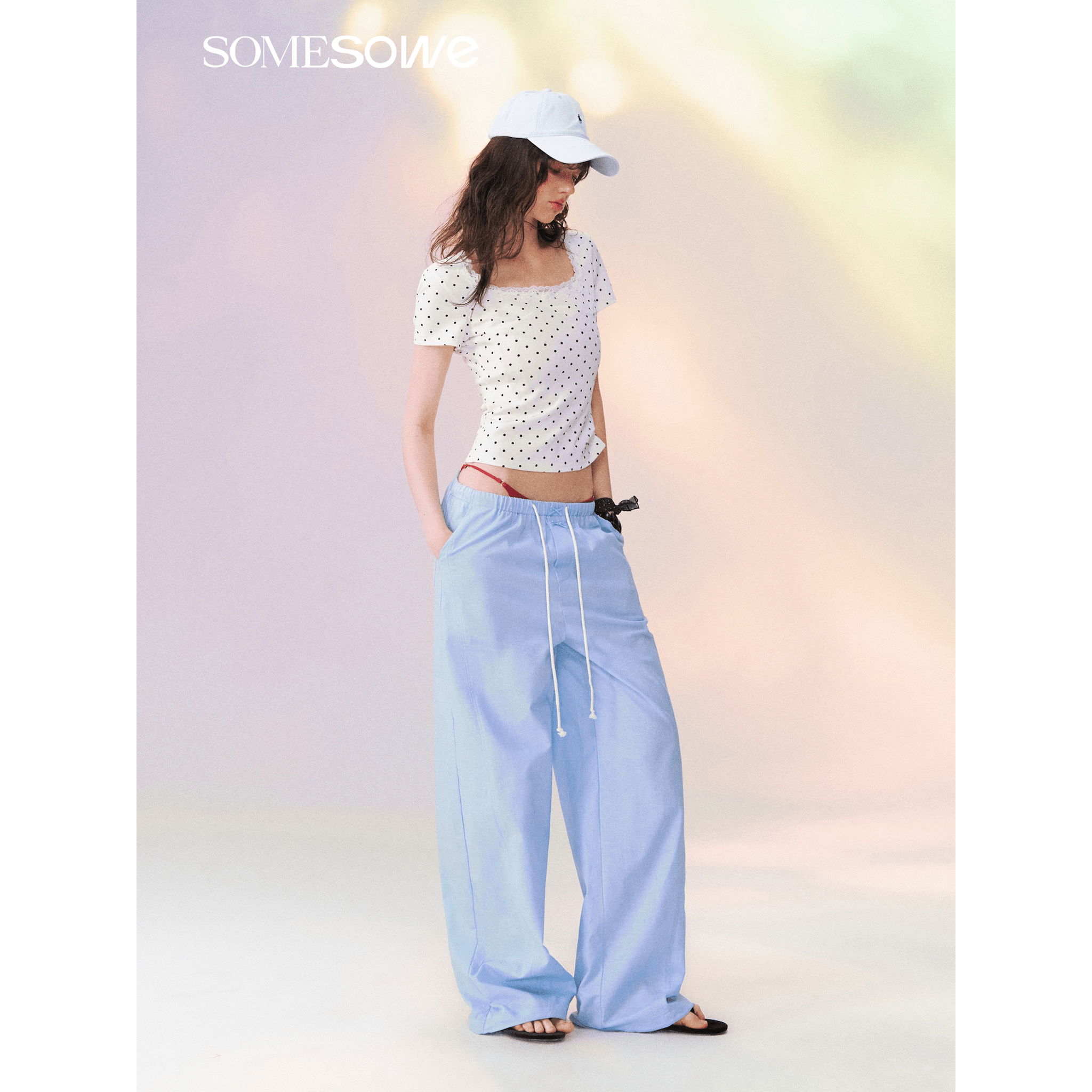 SOMESOWE Pastel-colored summer-style cool and relaxed pants in Blue | MADAX