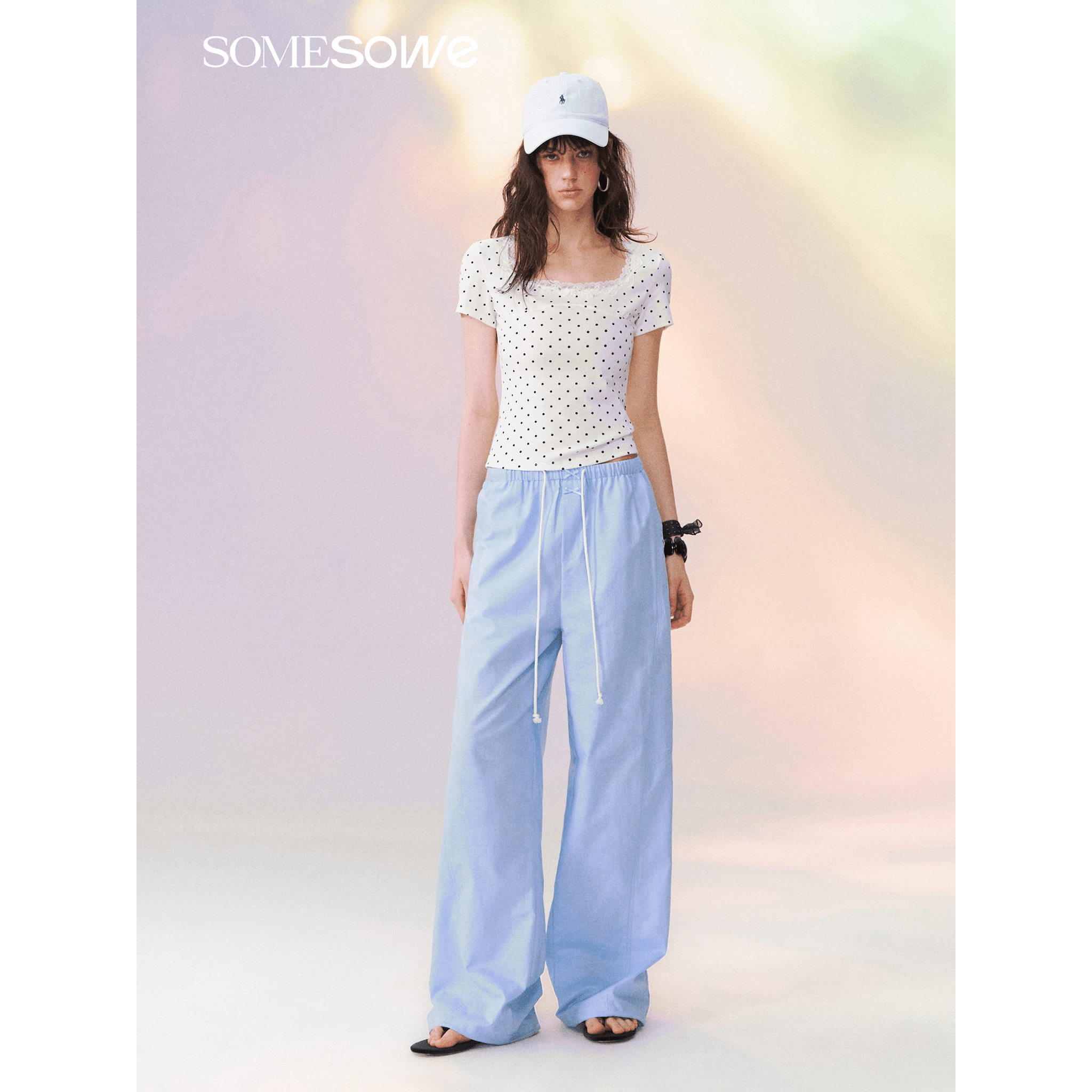 SOMESOWE Pastel-colored summer-style cool and relaxed pants in Blue | MADAX