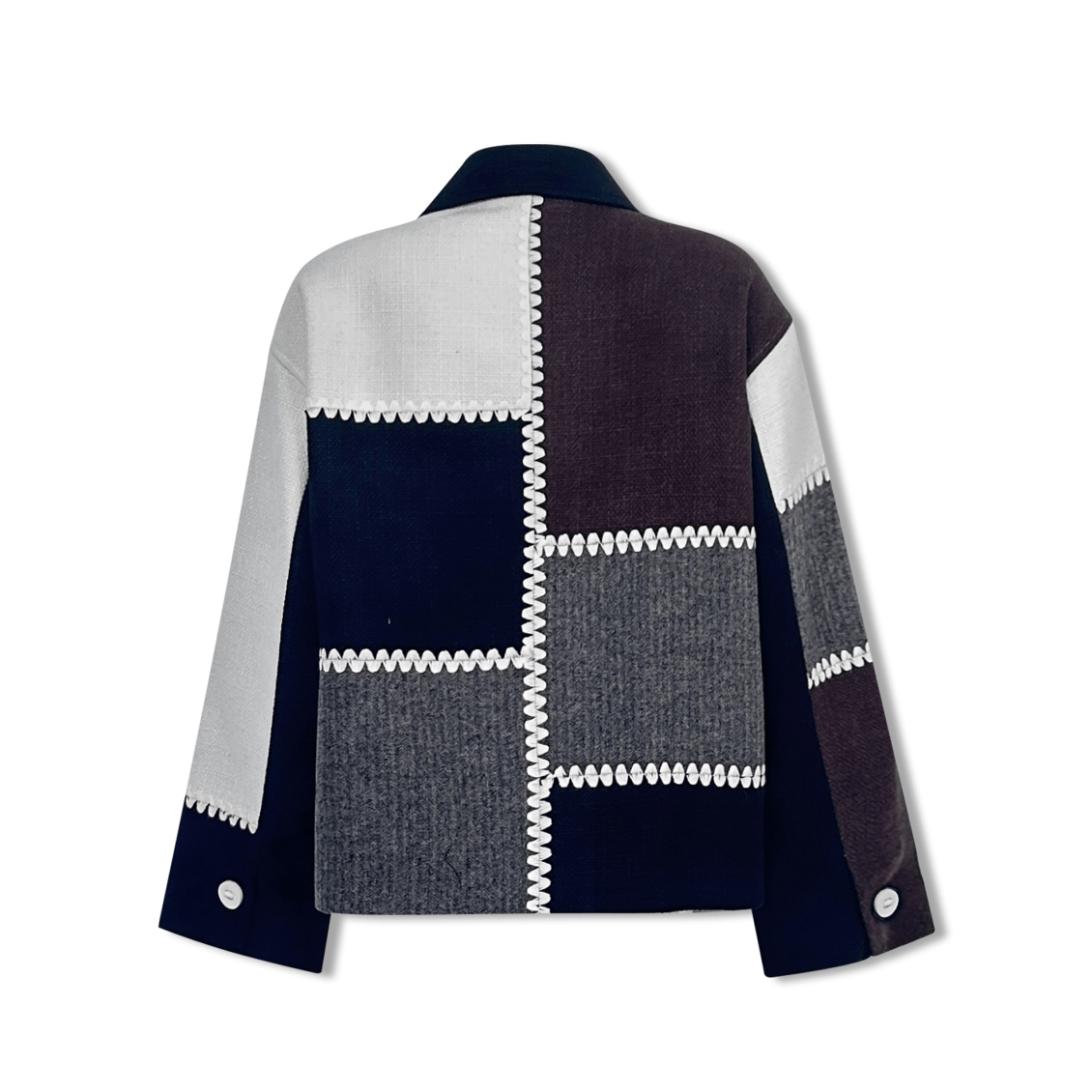 AIMME SPARROW Patchwork Gear Edge Silver Label Jacket In Black and White | MADAX