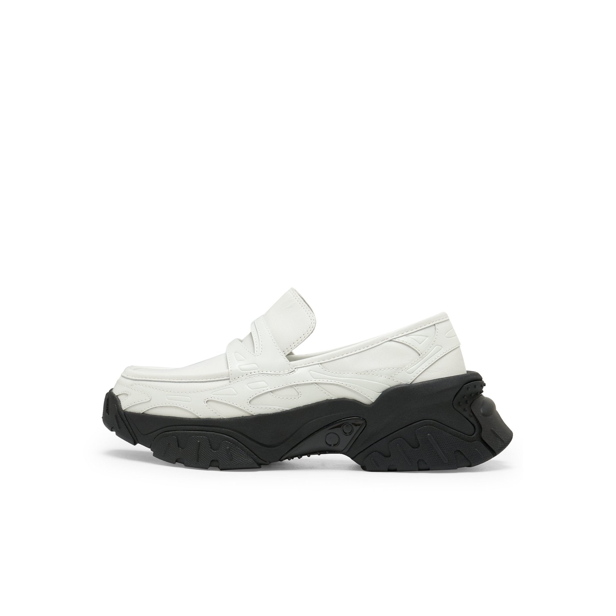 LOST IN ECHO Patchwork Loafer Platform Sneakers In White | MADAX