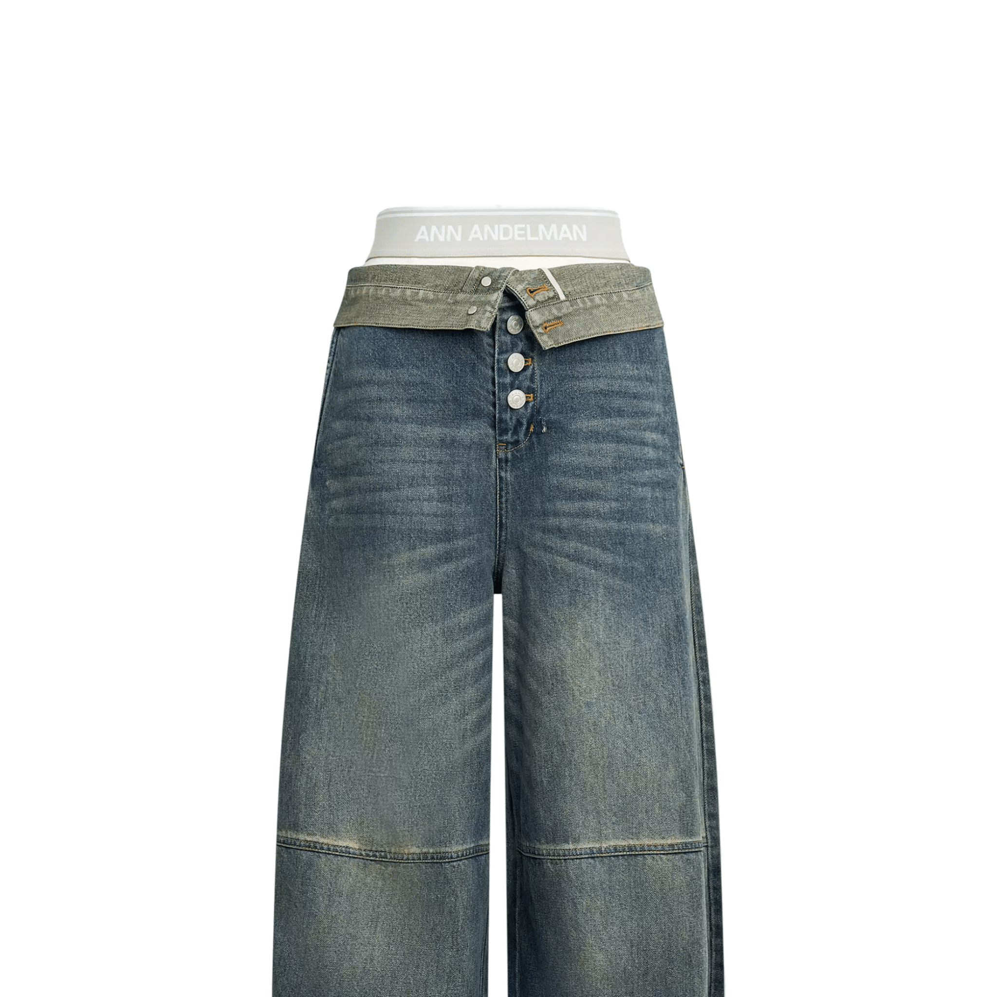 ANN ANDELMAN Patchwork Waistband Jeans in Retro Blue | MADAX