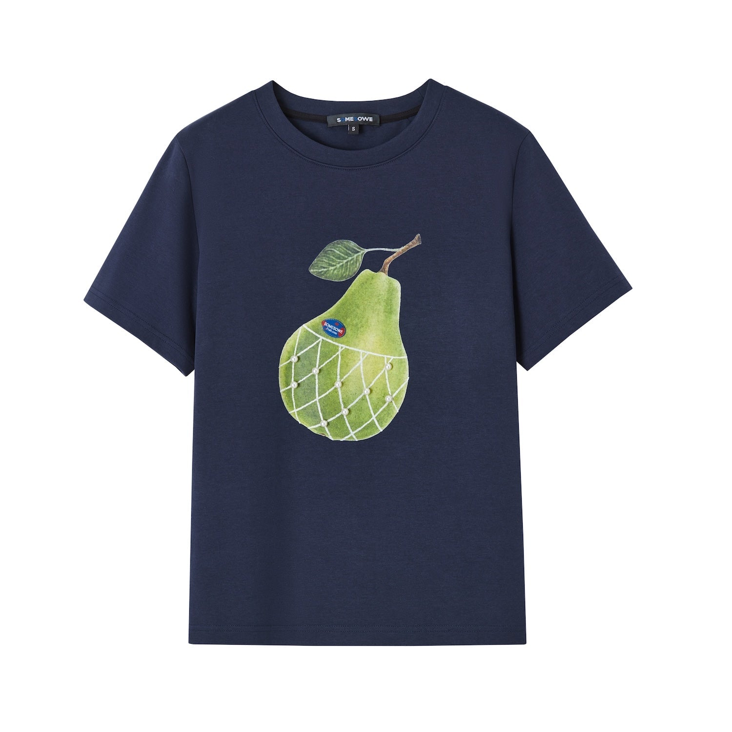SOMESOWE Pear Short - sleeved T-shirt In Navy Blue | MADAX