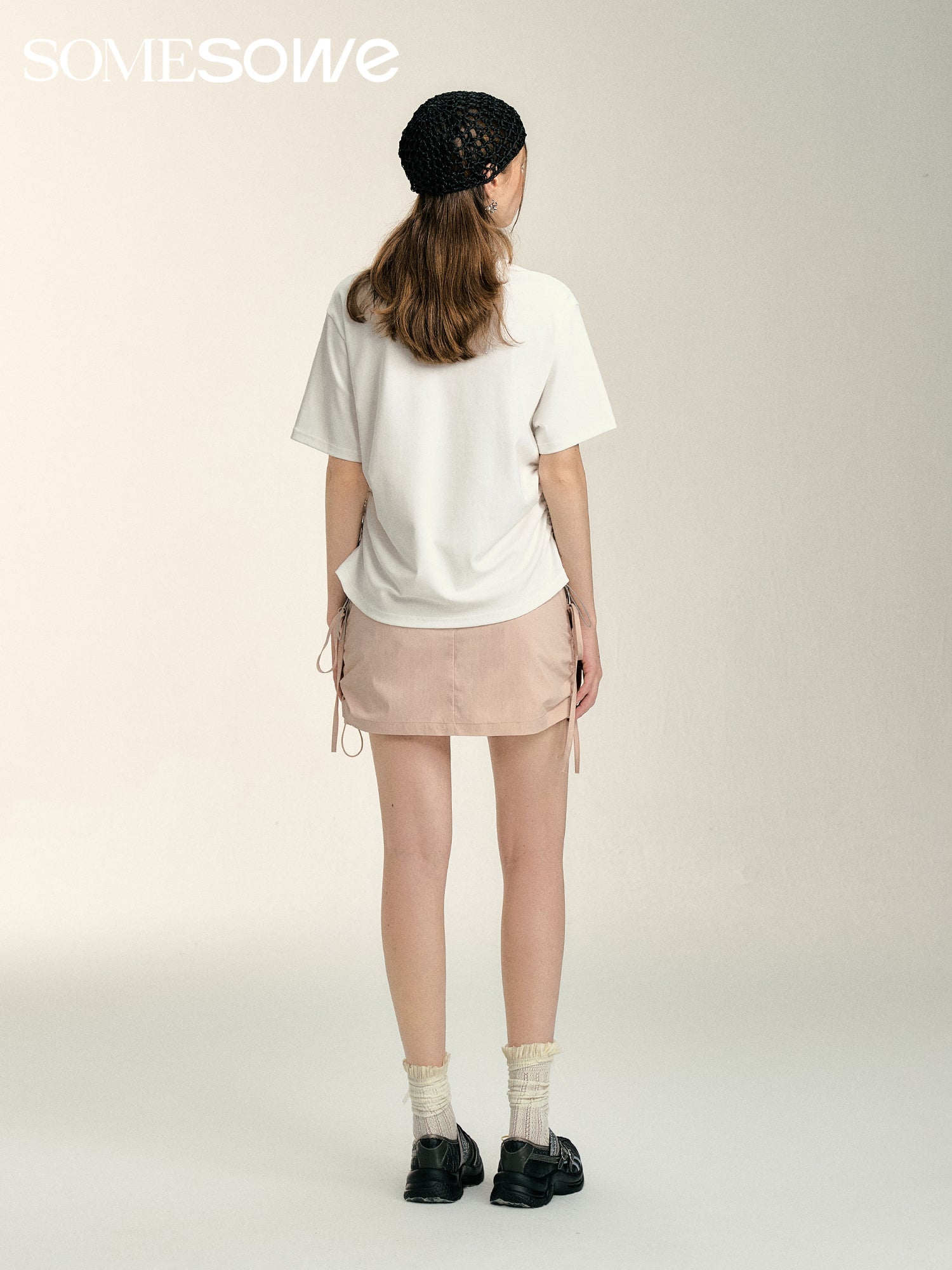 SOMESOWE Pearl Necklace Drawstring T - shirt in White | MADA IN CHINA