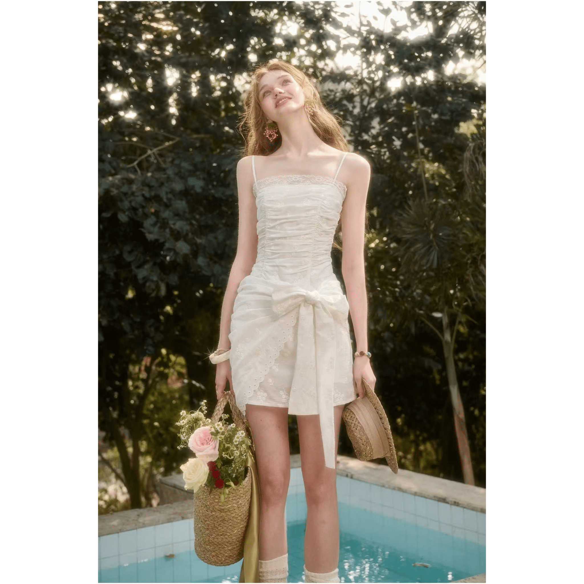 Group of Universe Peppermint Water - French - style Pure Cotton Embroidered Little White Dress | MADAX