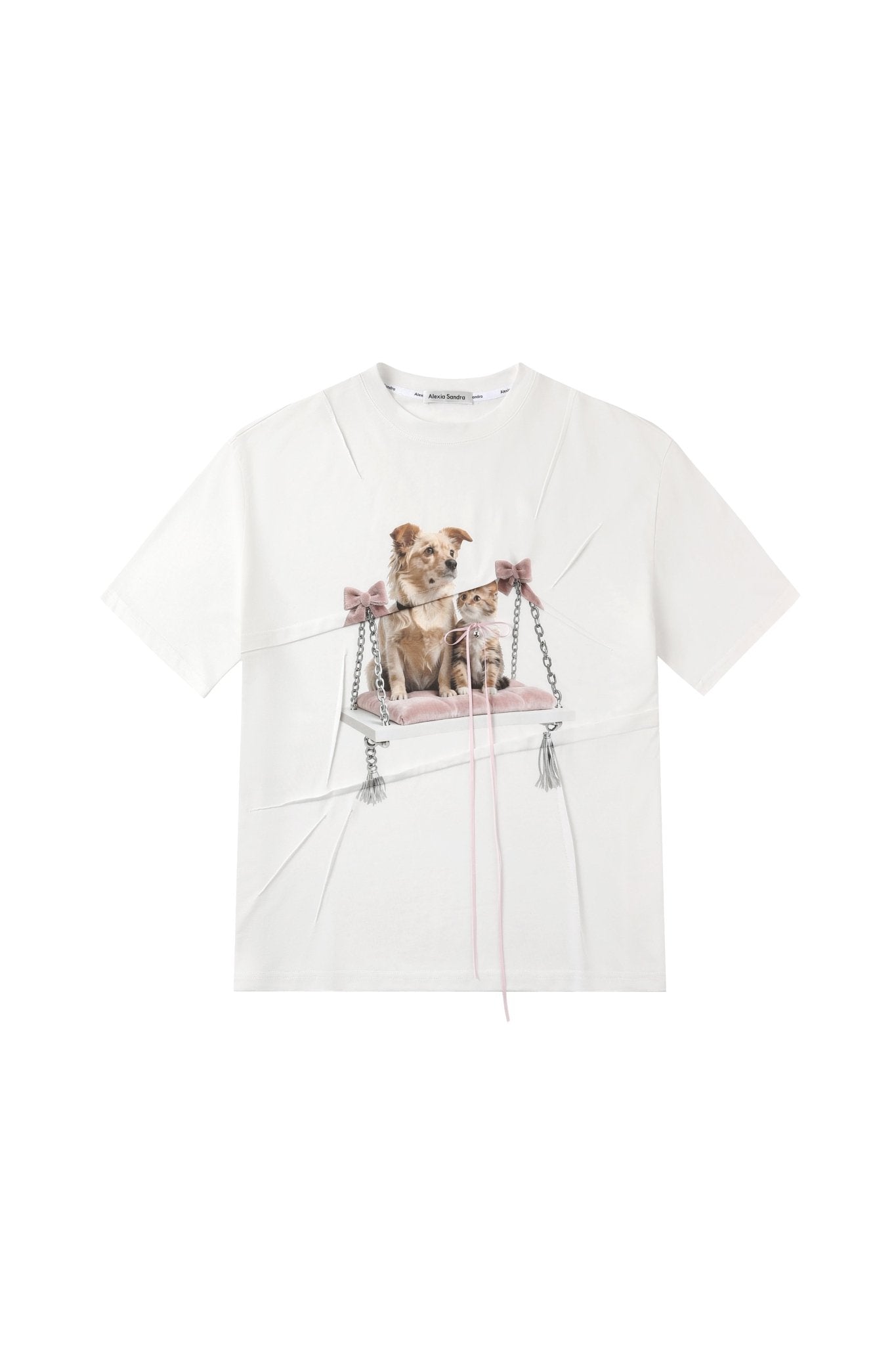Alexia Sandra Pet - Swing Printed Ruffled Edge T-shirt In White | MADAX