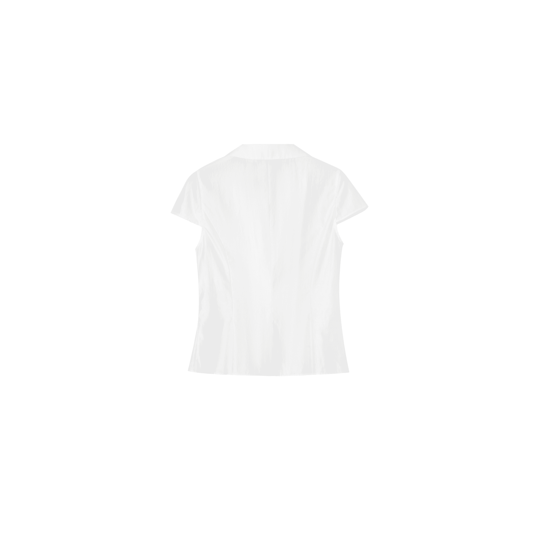 SOMESOWE Peter Pan Collar Asymmetrical Waist Shirt in White | MADAX