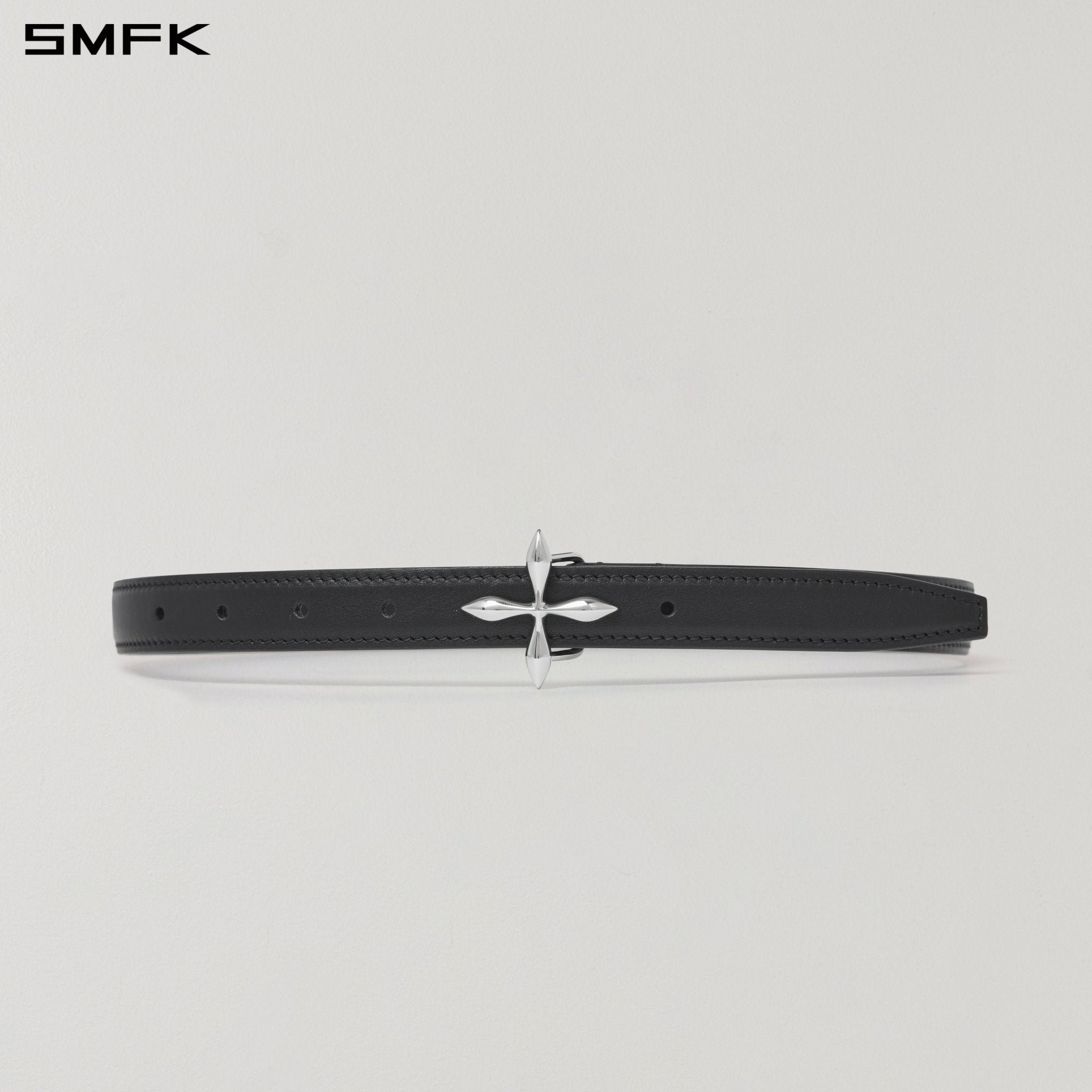 SMFK Phantom Compass Leather Thin Belt in Black | MADAX