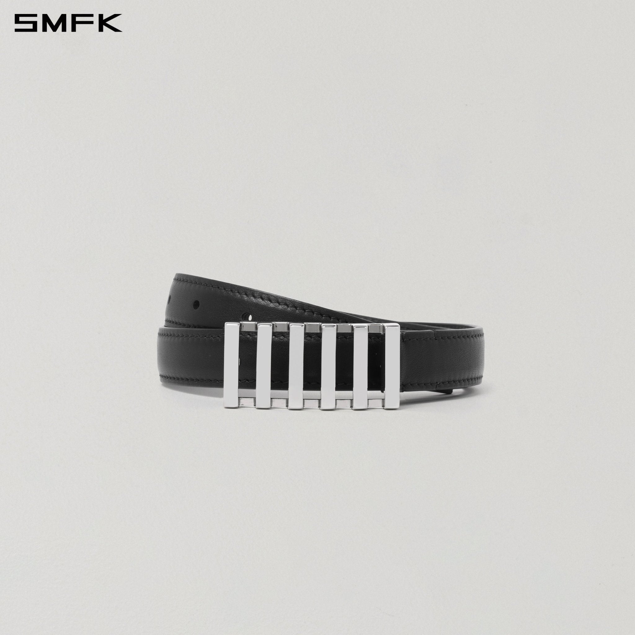 SMFK Piano Metal Leather Thin Belt in Black | MADAX