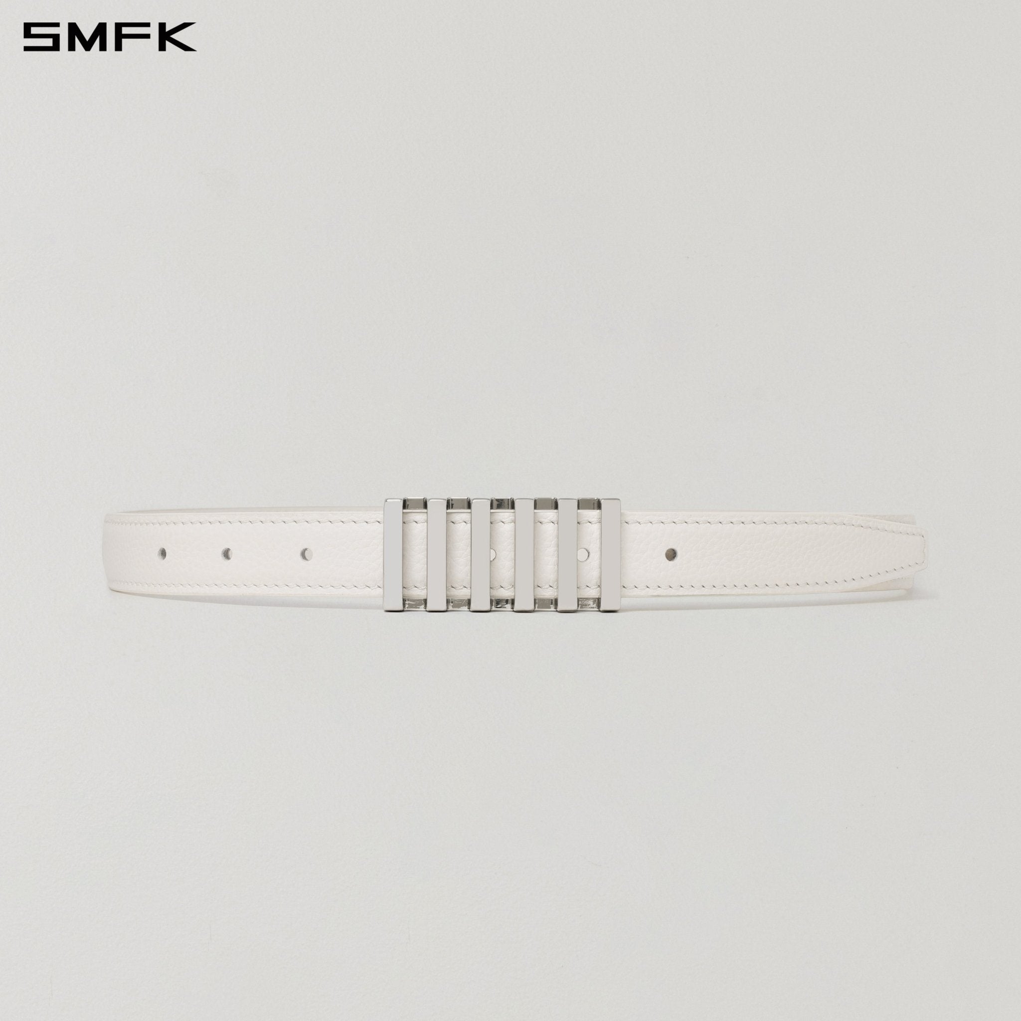 SMFK Piano Metal Leather Thin Belt in White | MADAX
