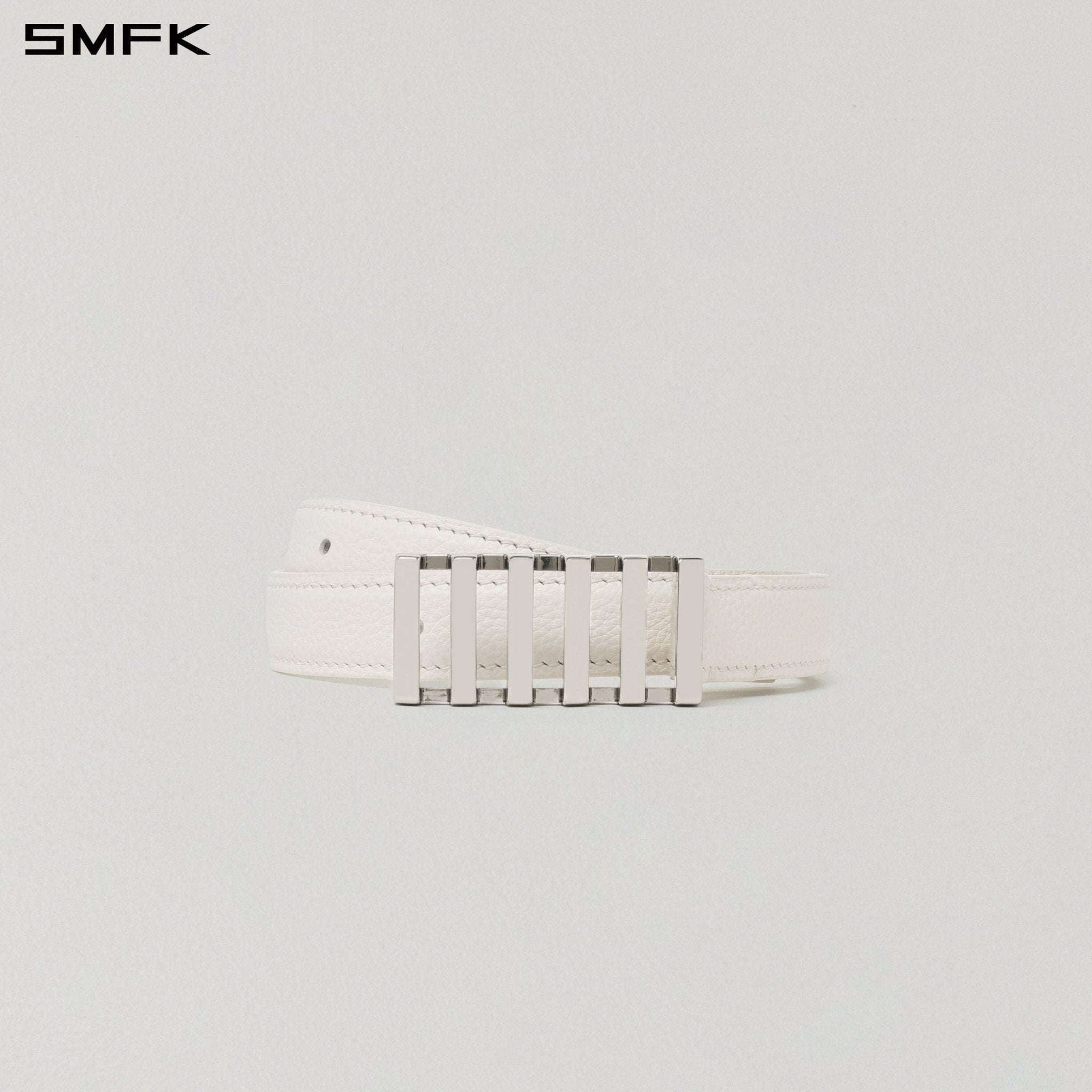 SMFK Piano Metal Leather Thin Belt in White | MADAX