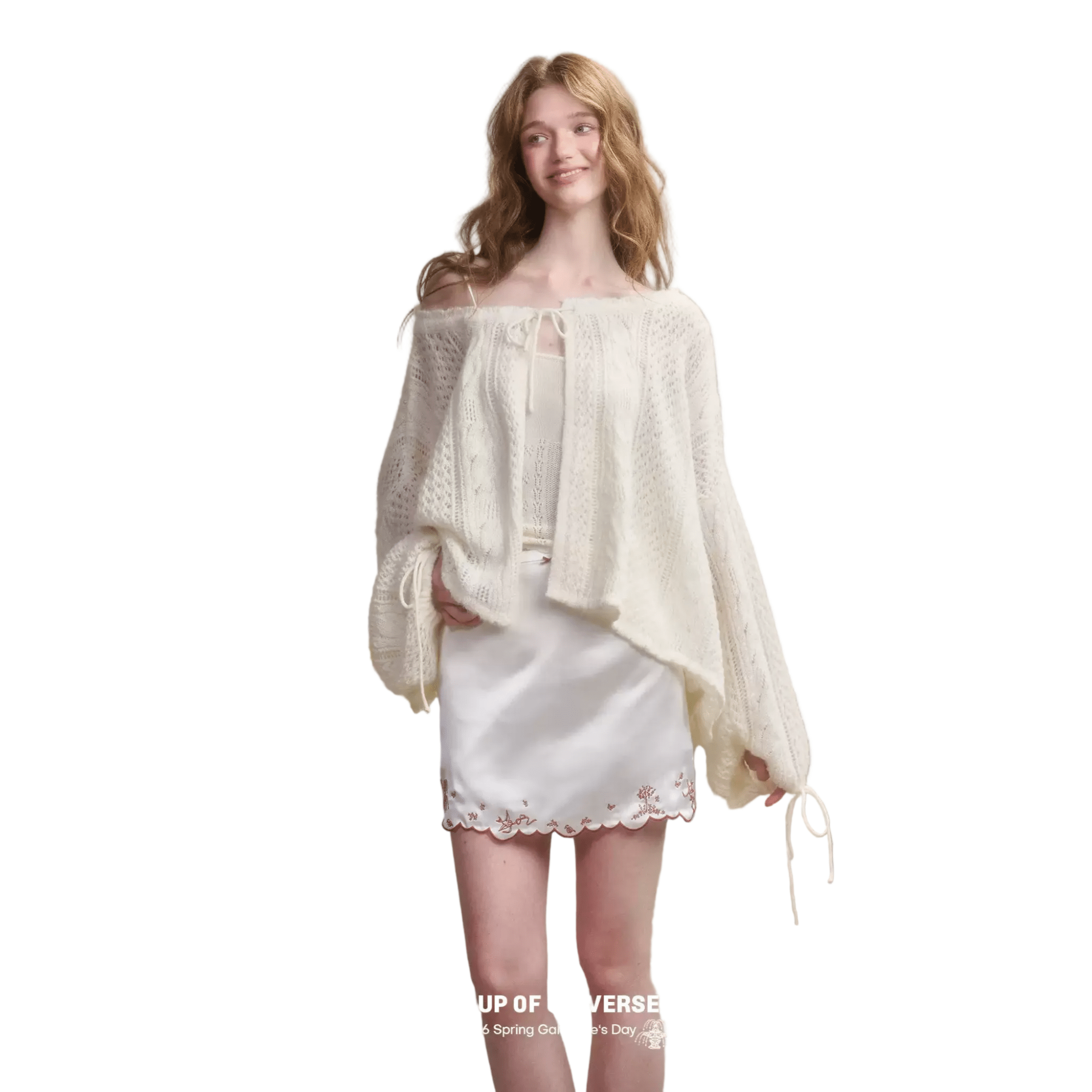 Group of Universe Pigeon Fountain - Soft Light White Midi Skirt | MADAX