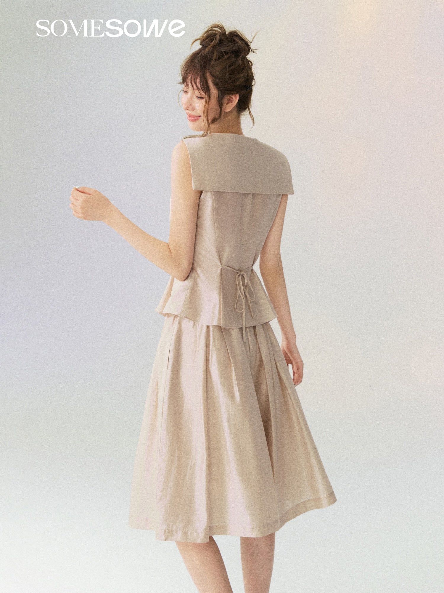 SOMESOWE Pink Accordion Pleated Wide-Leg Pants | MADAX