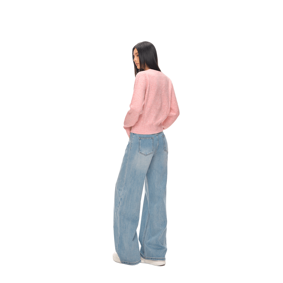 Climax Vision Pink Daisy Embroidery V - Neck Knitted Cardigan | MADAX