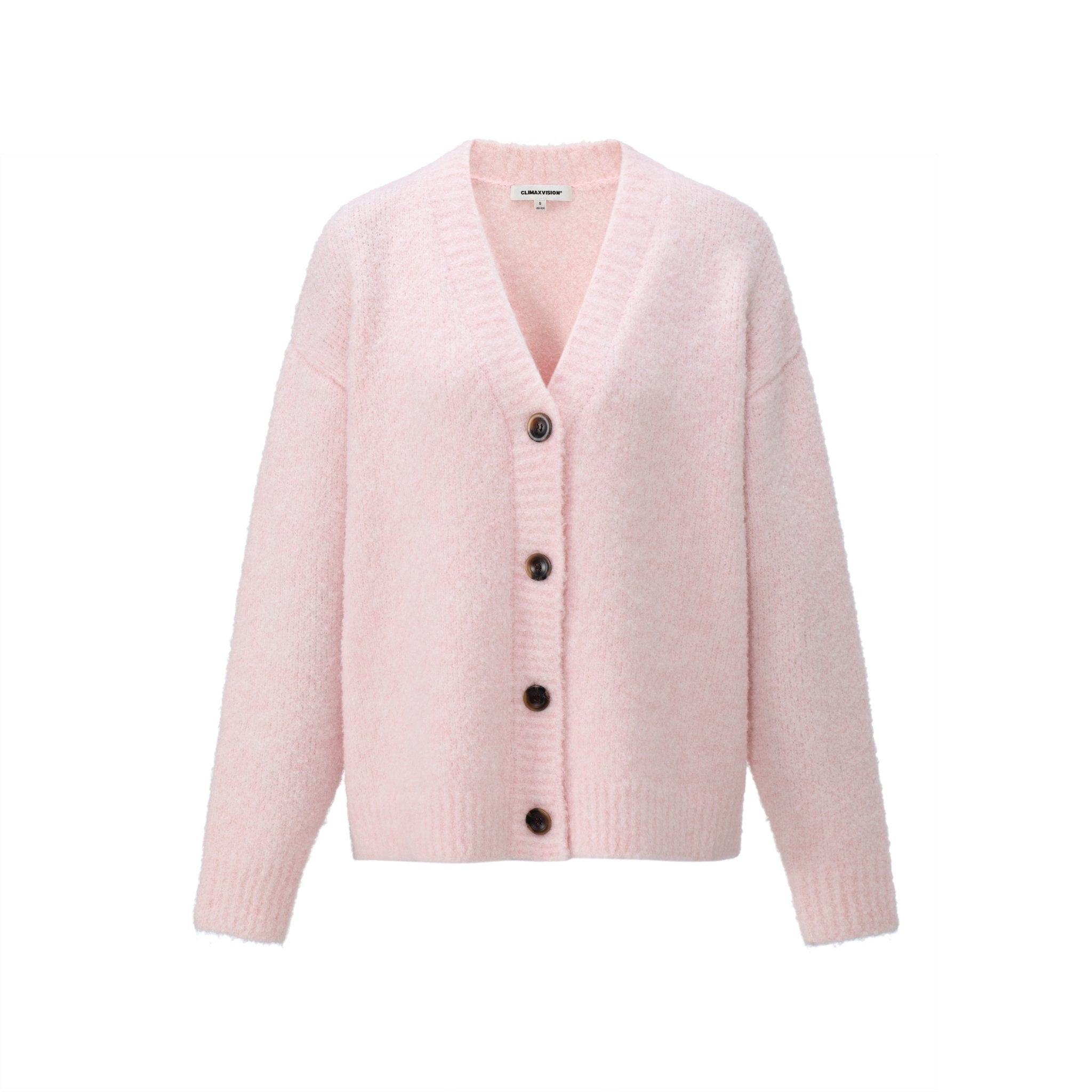 CLIMAX VISION Pink Loop Yarn V - neck Sweater Cardigan | MADAX