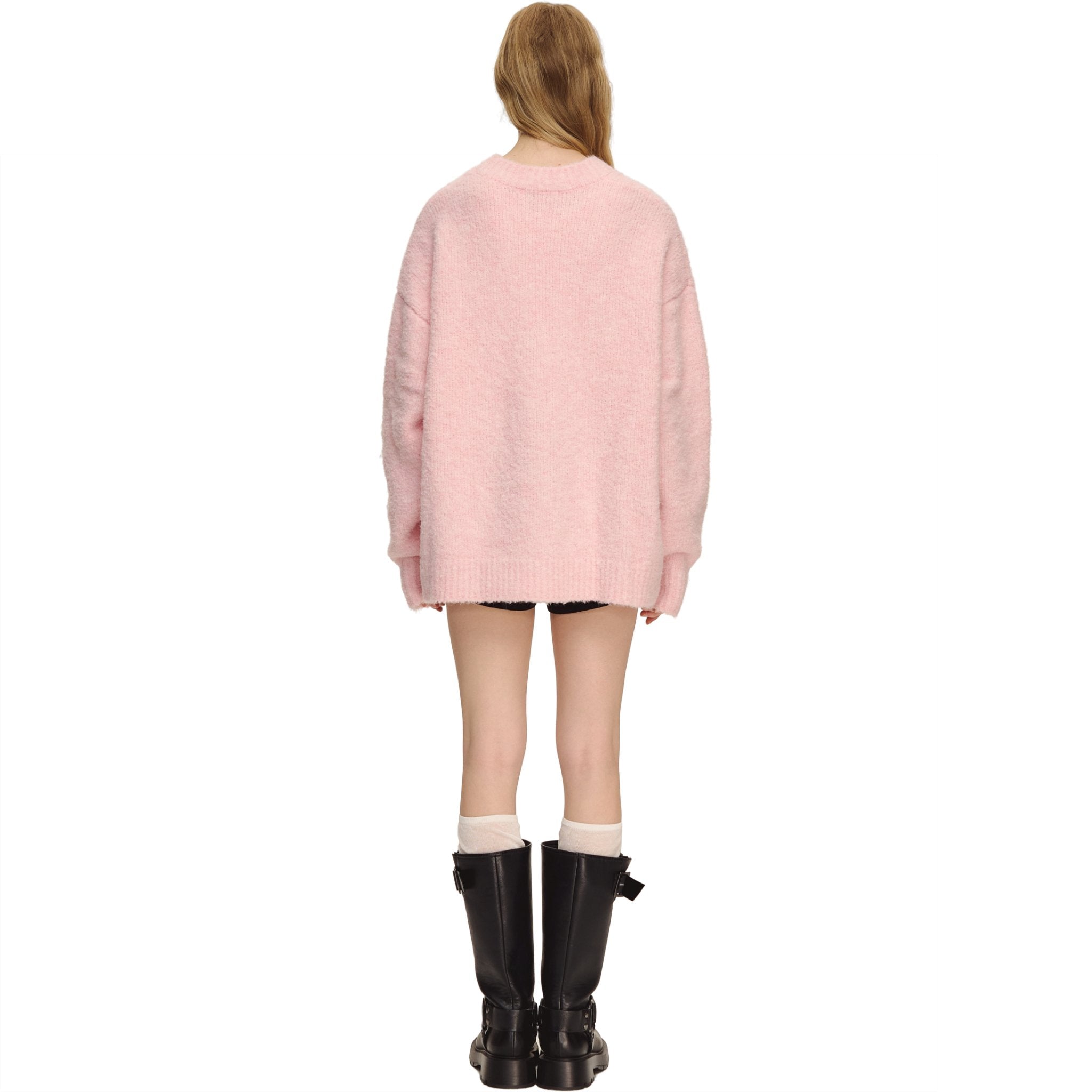 CLIMAX VISION Pink Loop Yarn V - neck Sweater Cardigan | MADAX