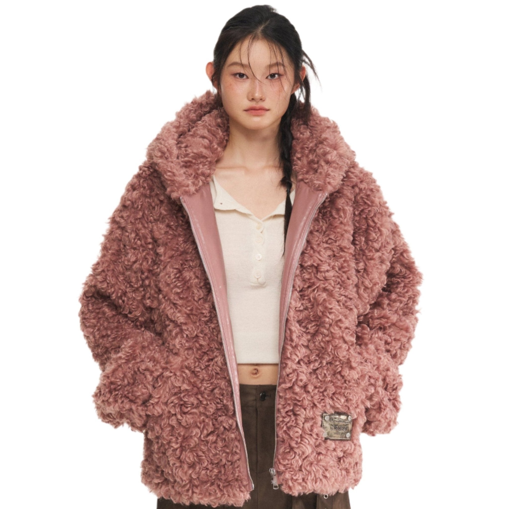 NAWS Pink Reindeer Man Faux Fur Coat | MADAX