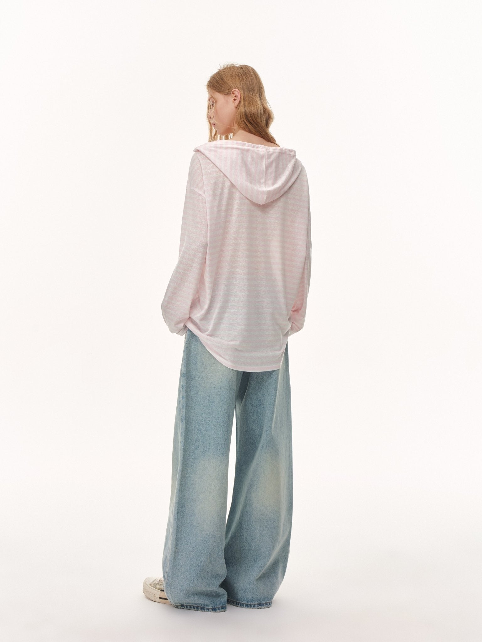 CLIMAX VISION Pink Snowflake Texture Striped Hooded Long - Sleeve | MADAX