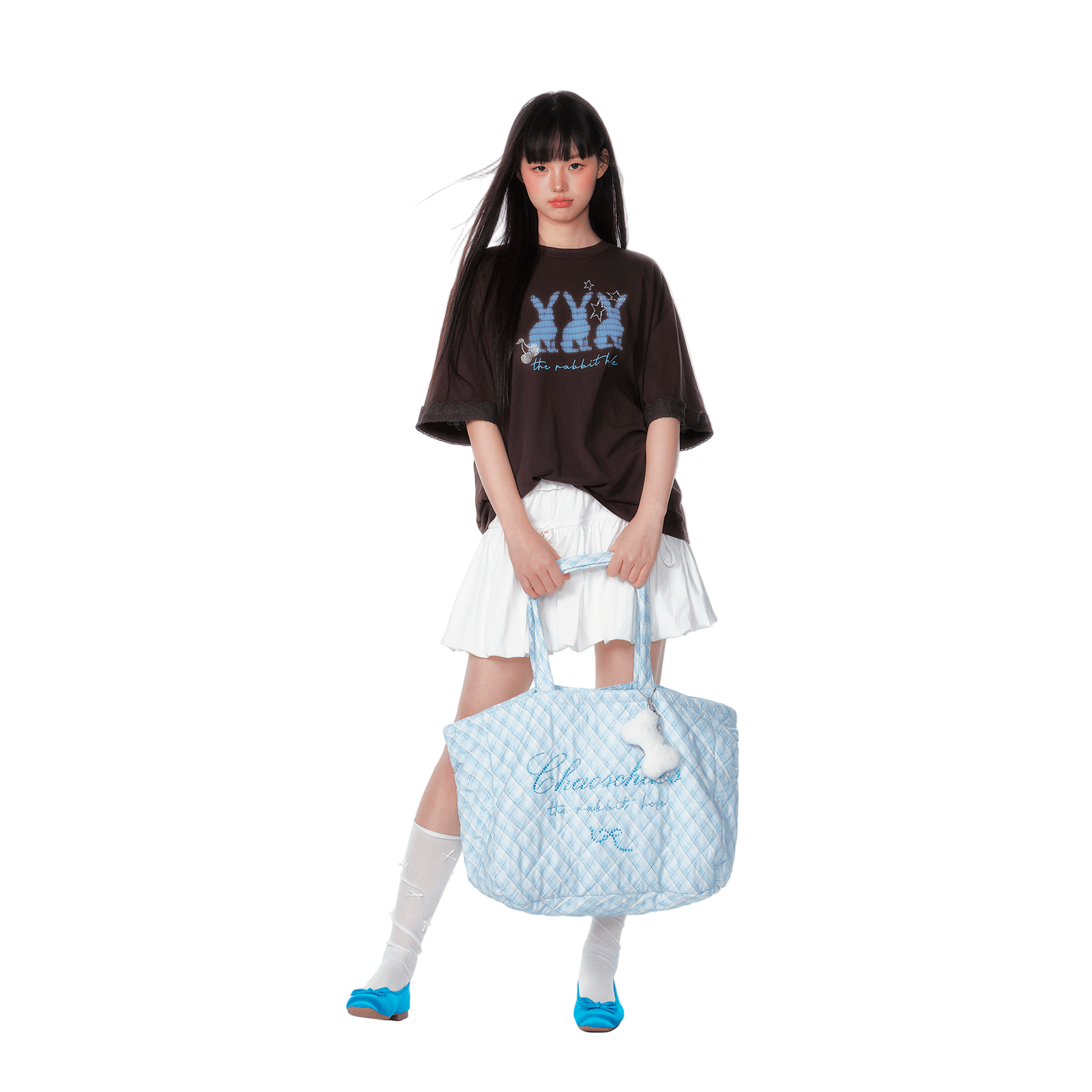 CHAOSCHAOS Plaid Cloud Bag In Blue (with free pendant) | MADAX