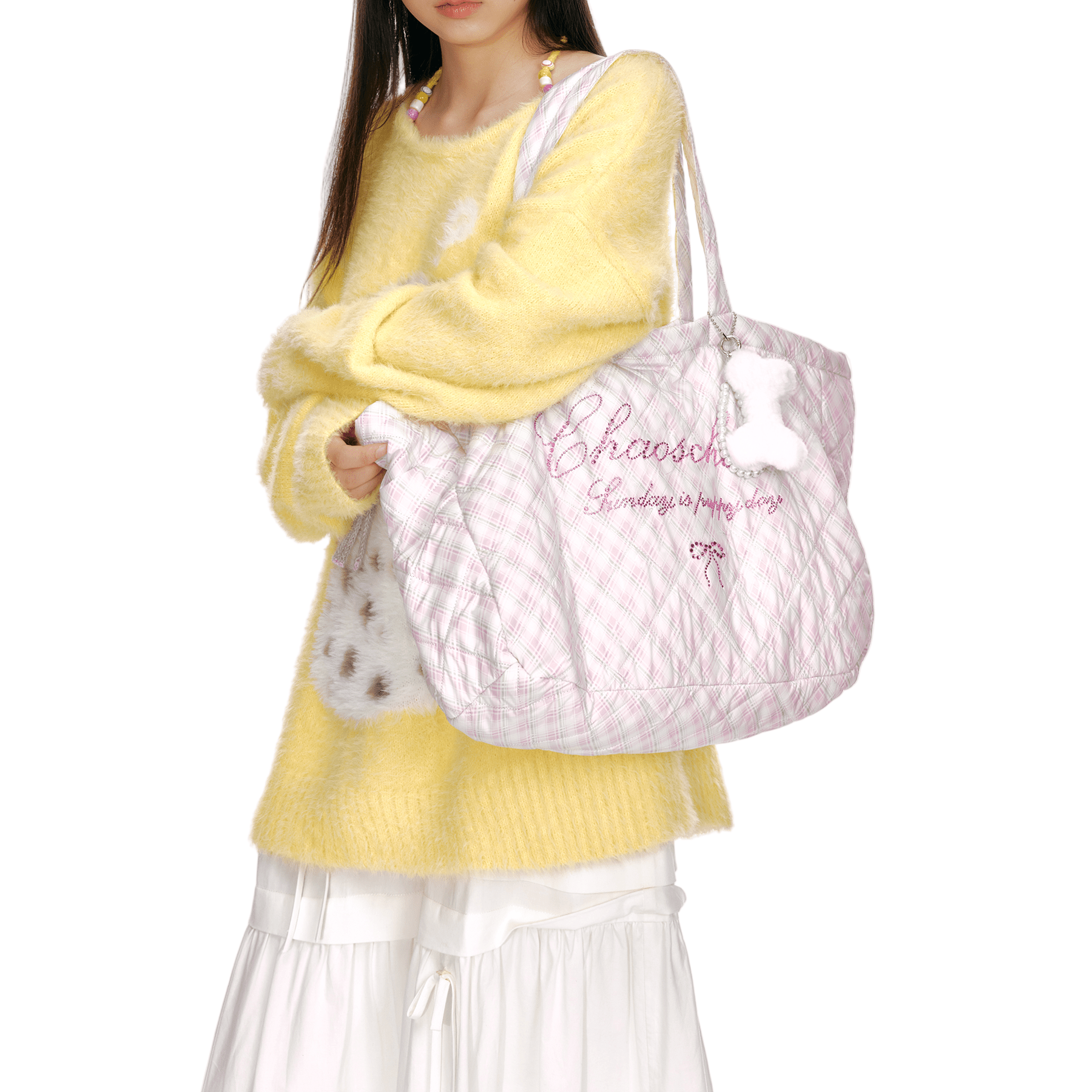 CHAOSCHAOS Plaid Cloud Bag Pink (with free pendant) | MADAX