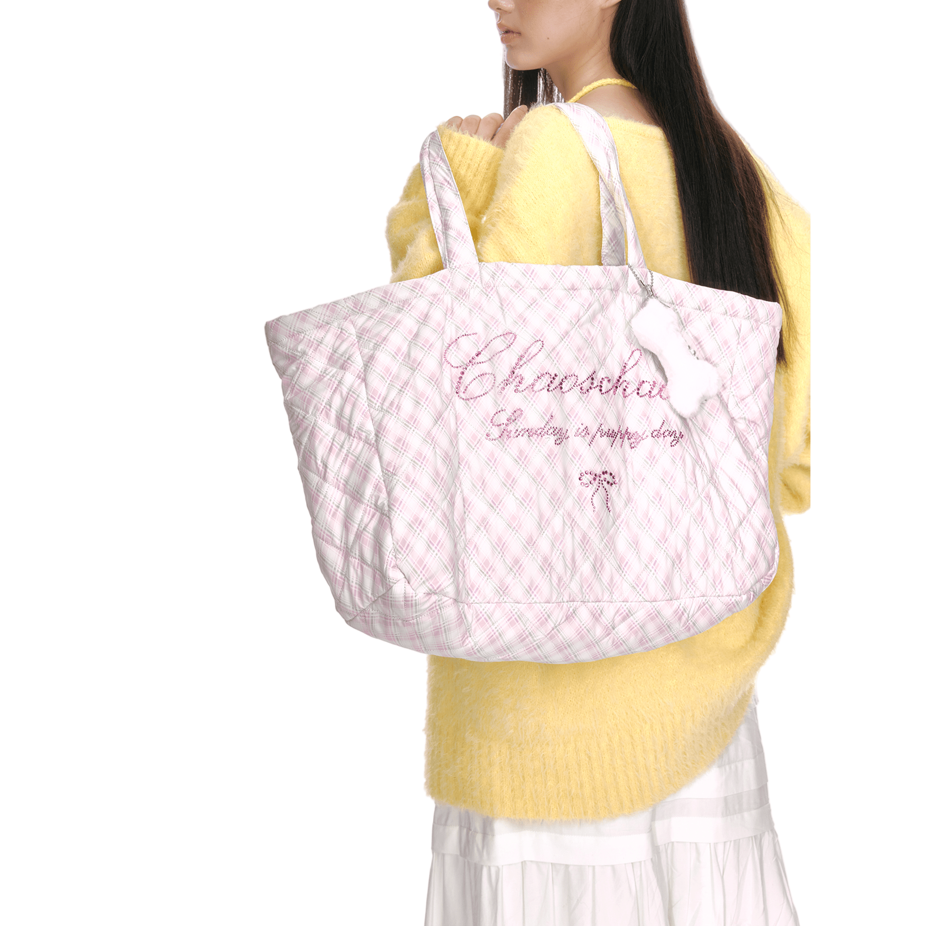 CHAOSCHAOS Plaid Cloud Bag Pink (with free pendant) | MADAX