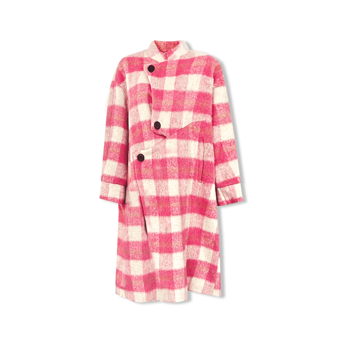 AIMME SPARROW Plaid Double - Faced Wool Coat In Pink | MADAX