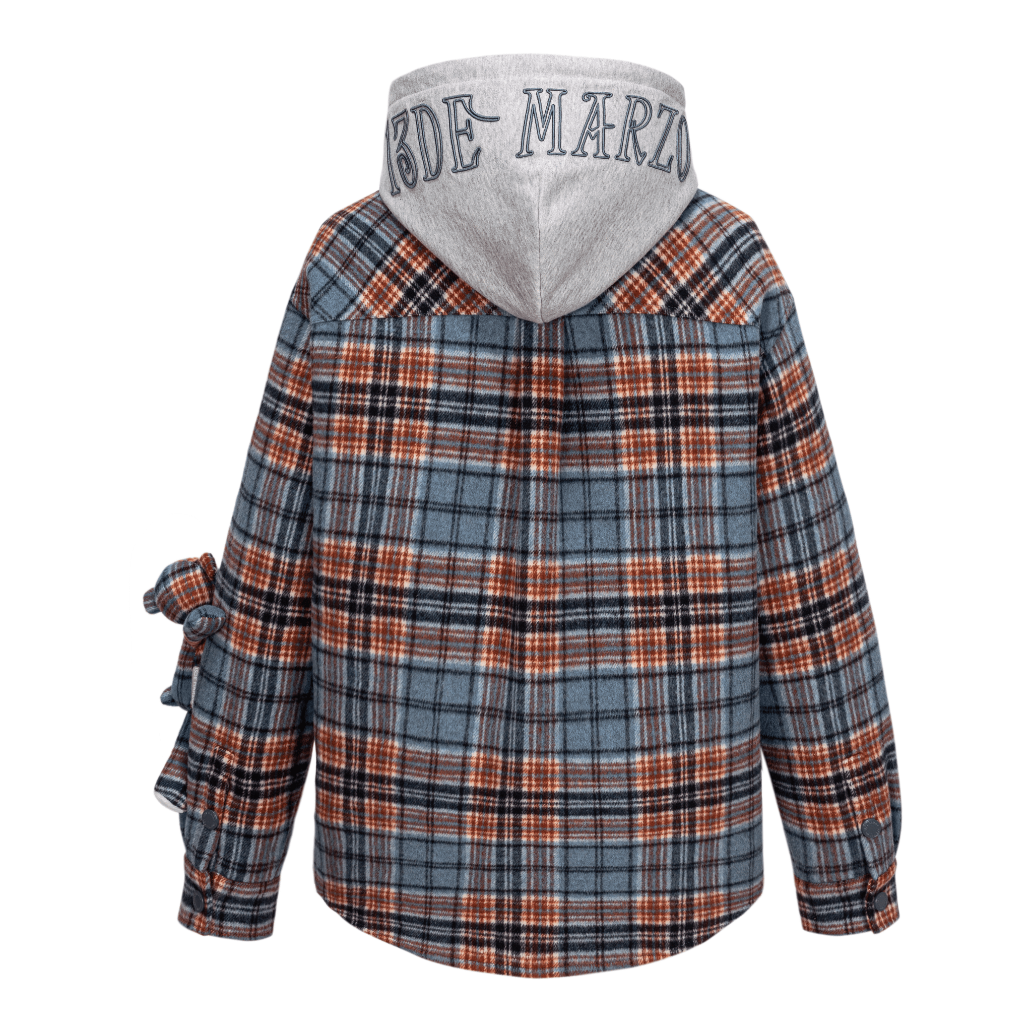 13DE MARZO Plaid Hooded Jacket in Blue | MADAX