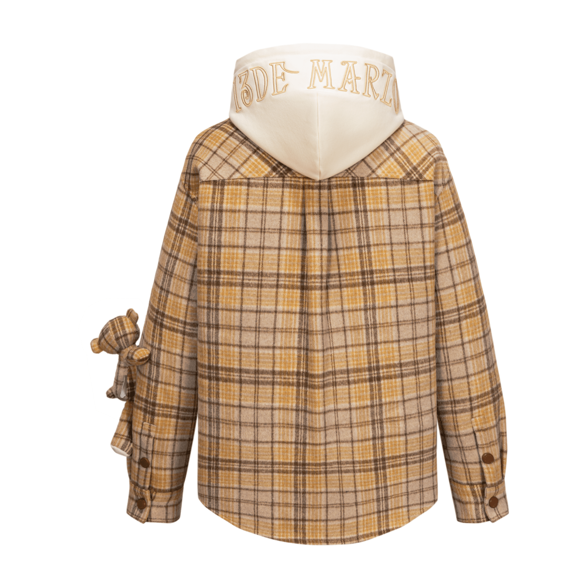 13DE MARZO Plaid Hooded Jacket in Yellow | MADAX