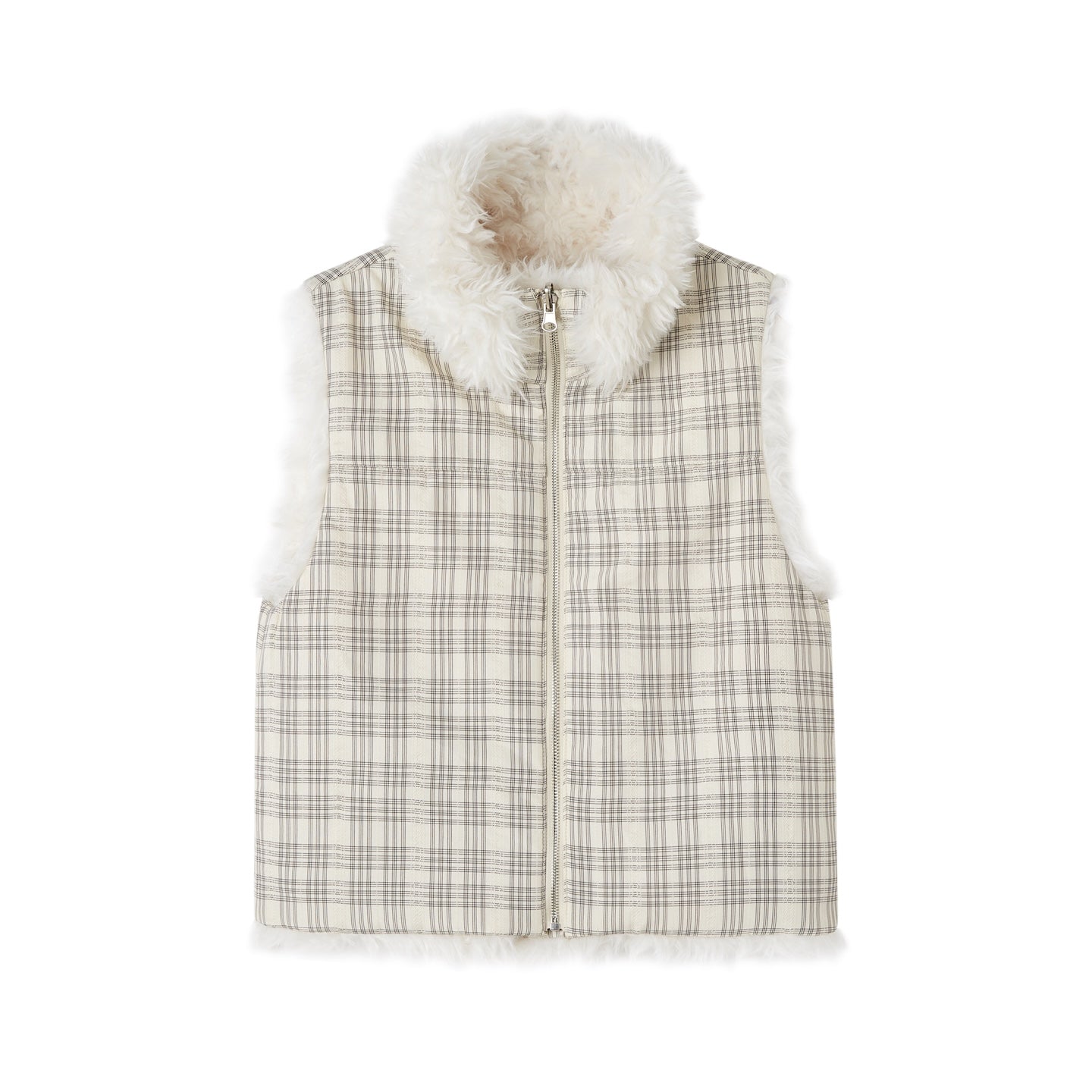 SOMESOWE Plaid Lambswool Double - Sided Vest In White | MADAX