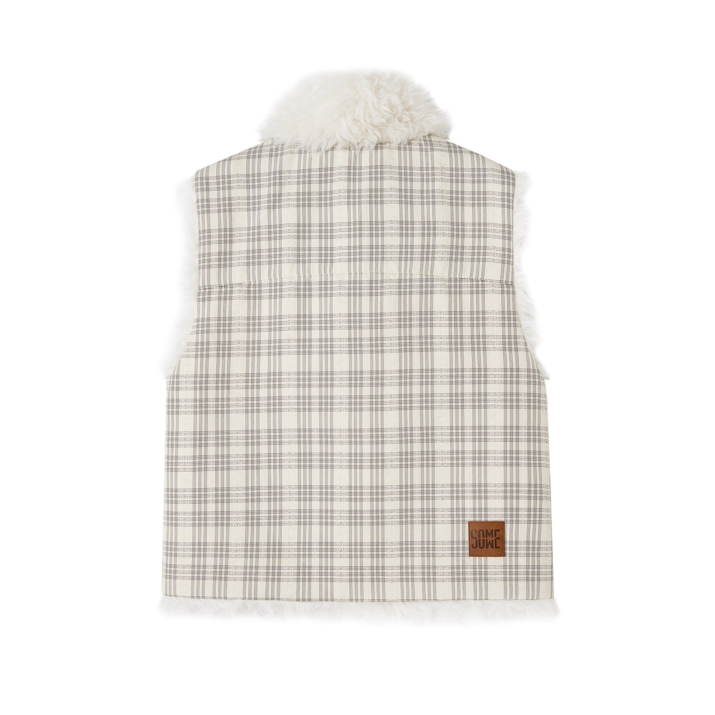 SOMESOWE Plaid Lambswool Double - Sided Vest In White | MADAX