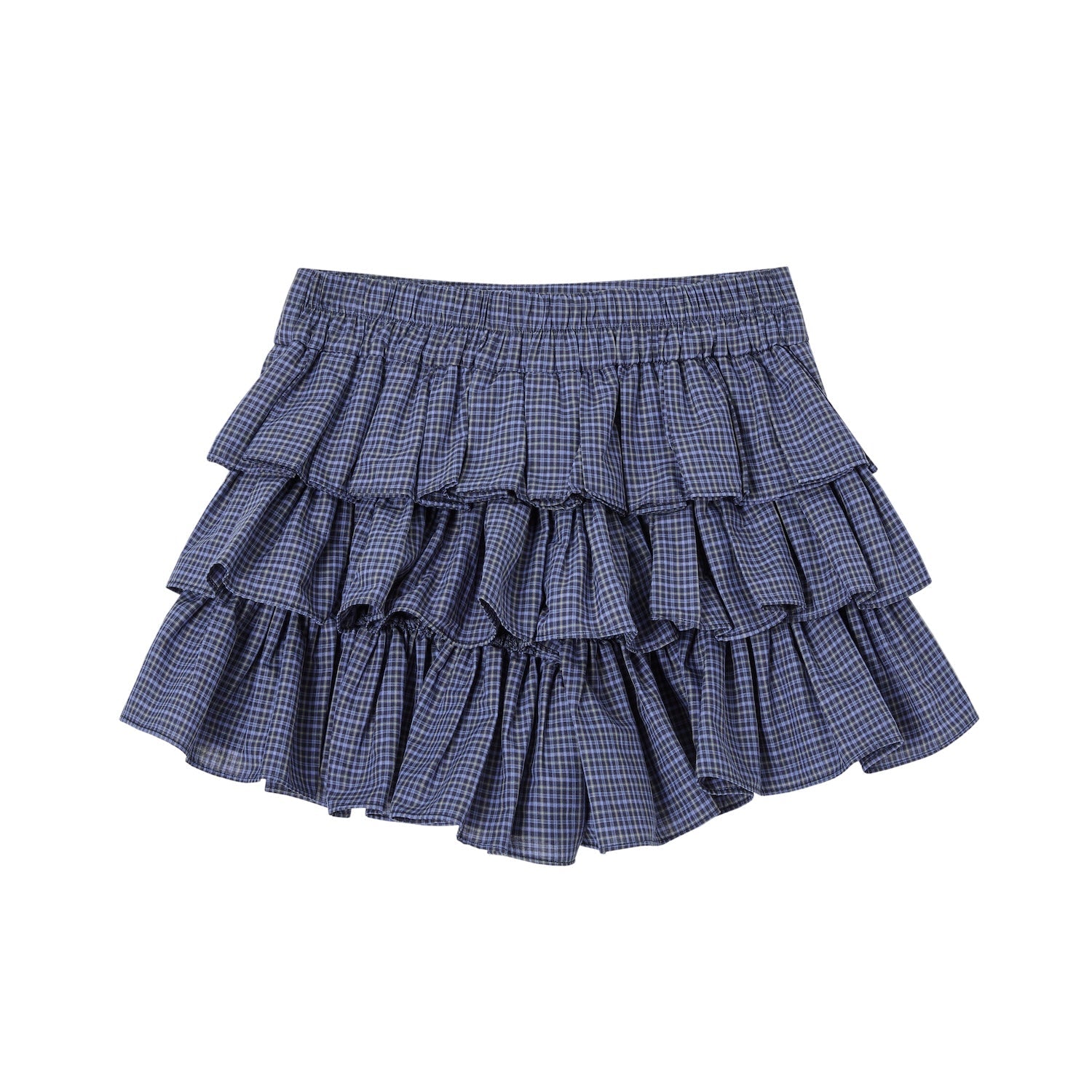 SOMESOWE Plaid Pleated Cake Skirt In Dark Blue Plaid | MADAX