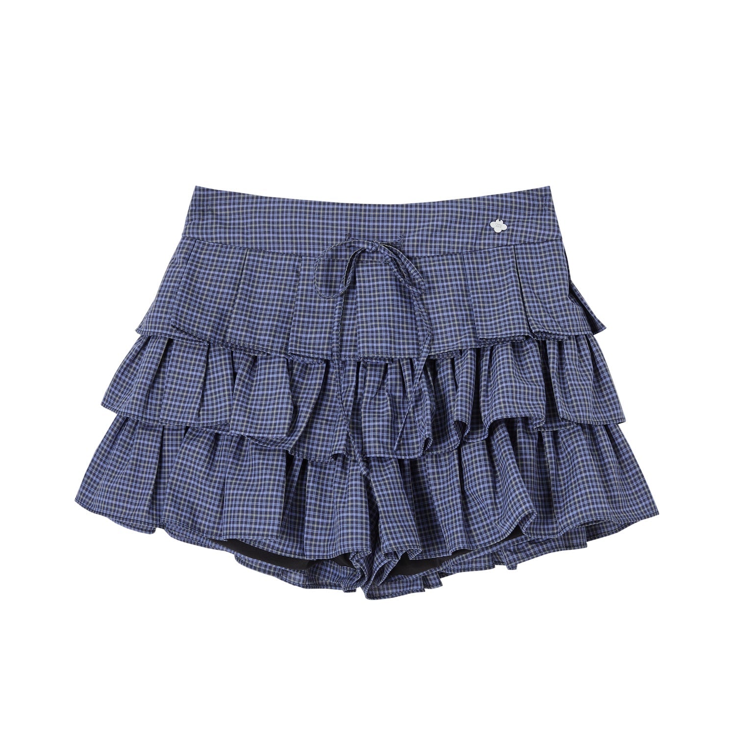 SOMESOWE Plaid Pleated Cake Skirt In Dark Blue Plaid | MADAX
