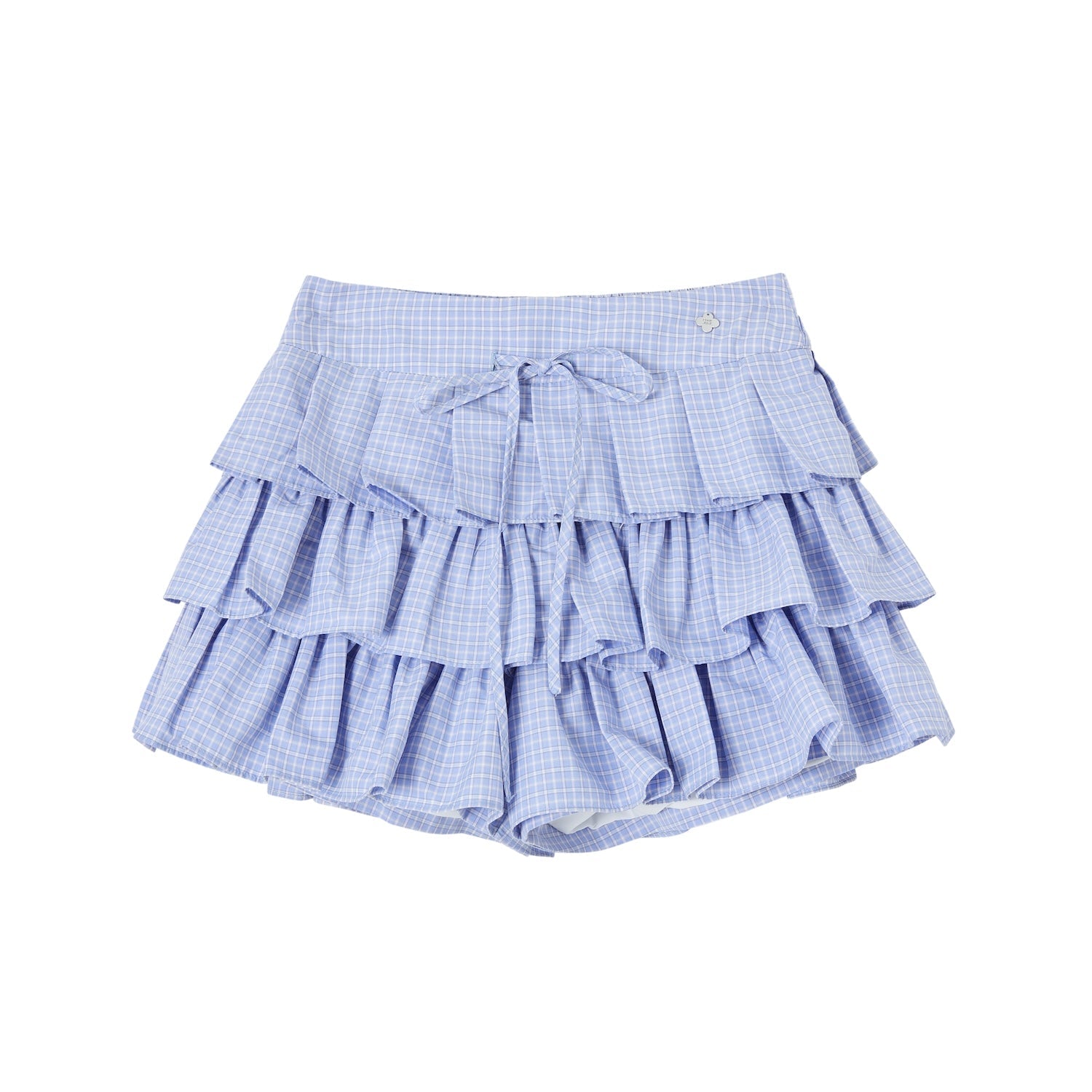 SOMESOWE Plaid Pleated Cake Skirt In Light Blue Plaid | MADAX