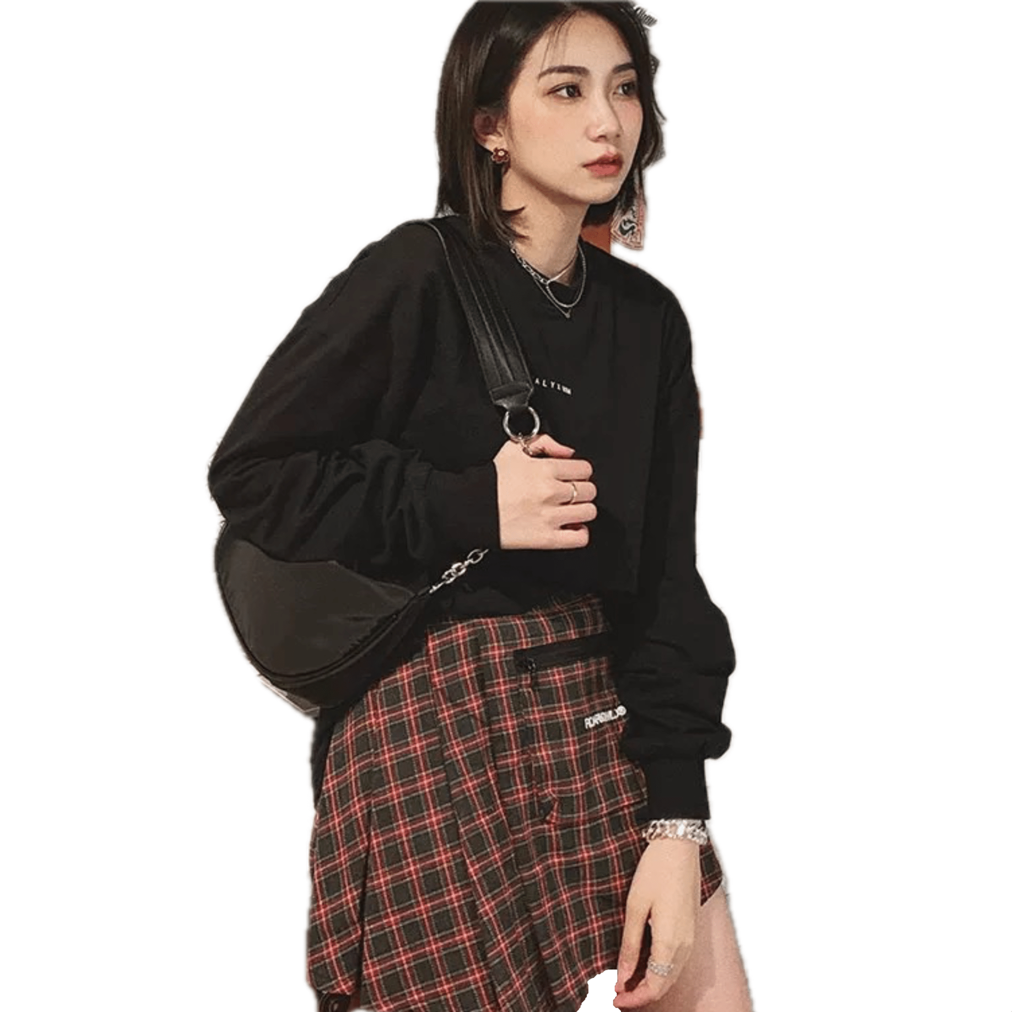 ROARINGWILD Plaid Pleated Skirt in Red | MADAX