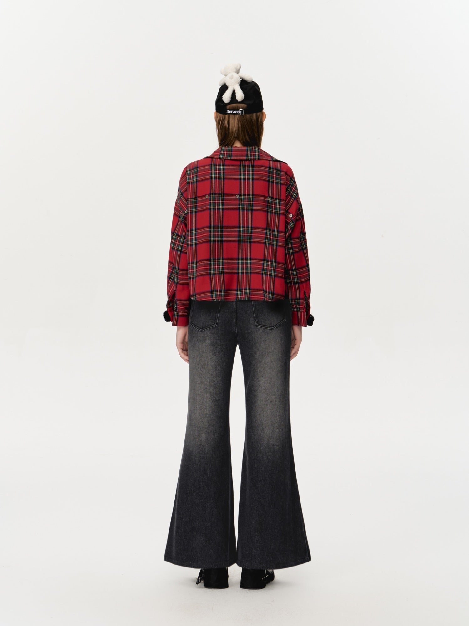 13DE MARZO Plaid Shirt And Jeans Set In Red | MADAX