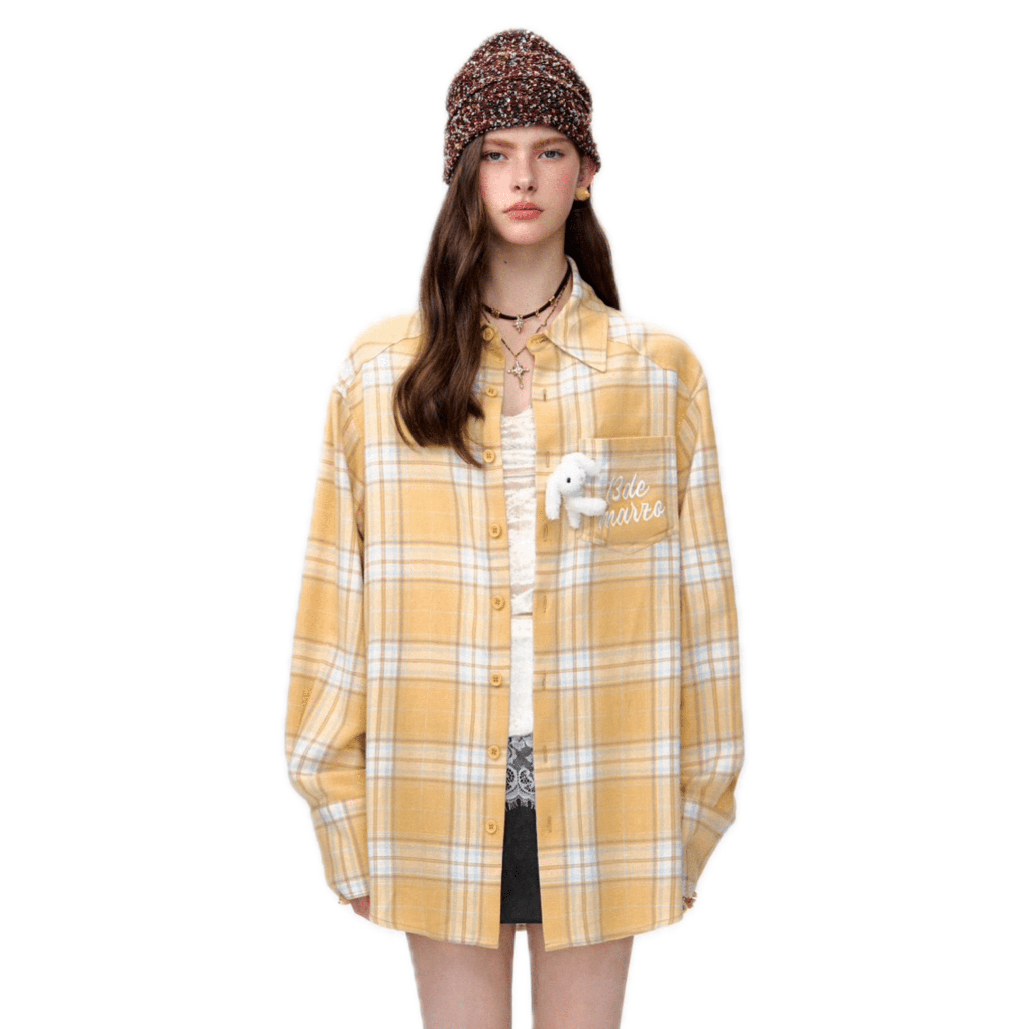 13DE MARZO Plaid Shirt in Yellow | MADAX