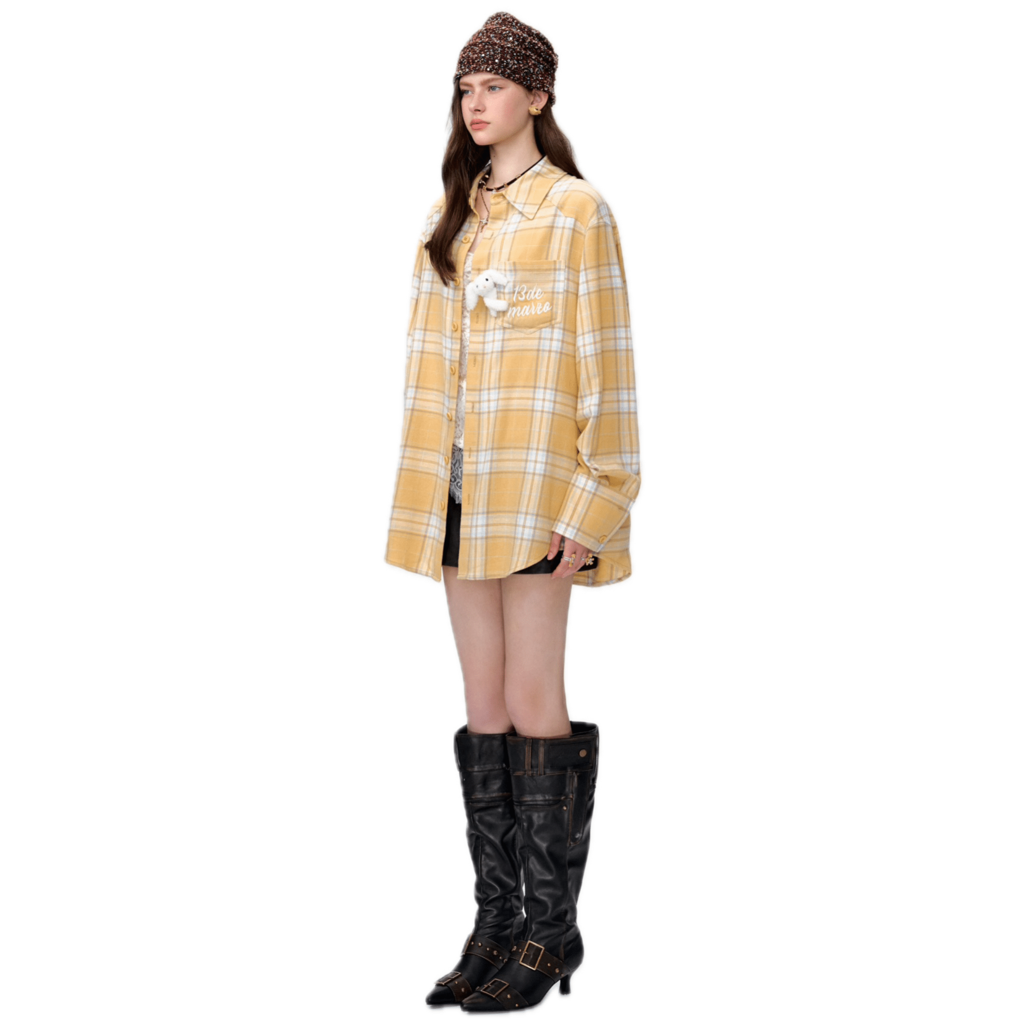 13DE MARZO Plaid Shirt in Yellow | MADAX