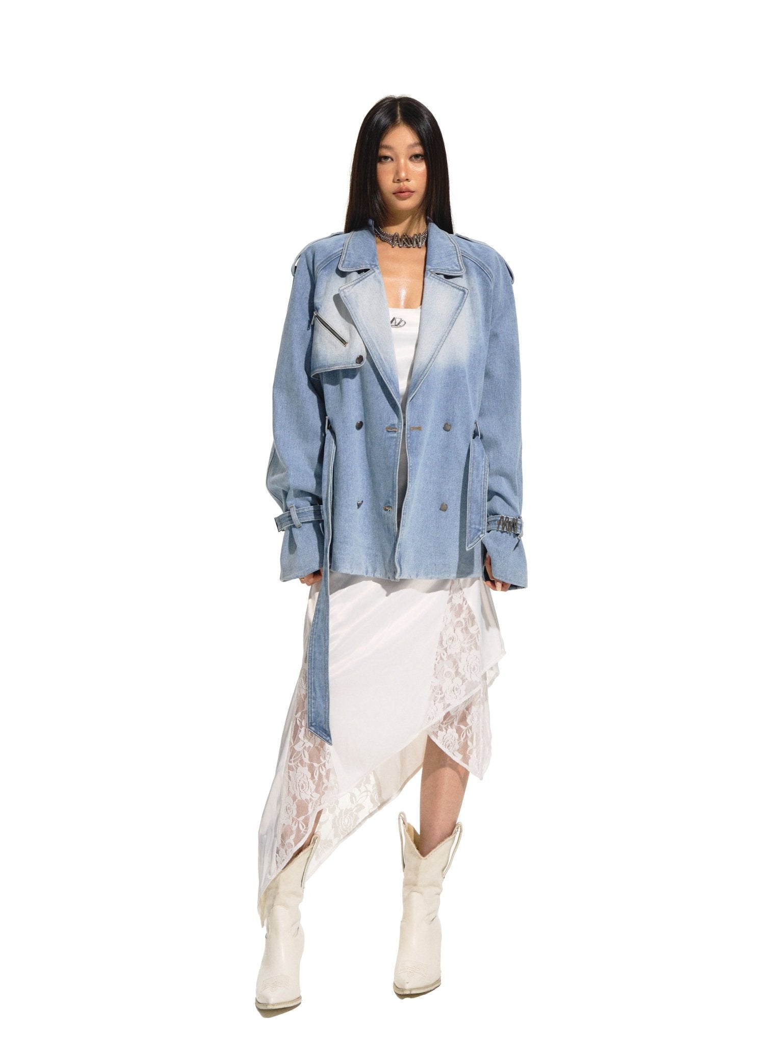 NAWS Planetary Denim Trench Coat | MADAX