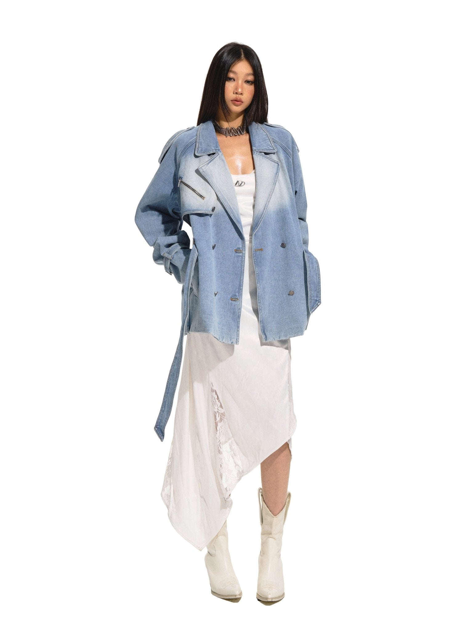 NAWS Planetary Denim Trench Coat | MADAX