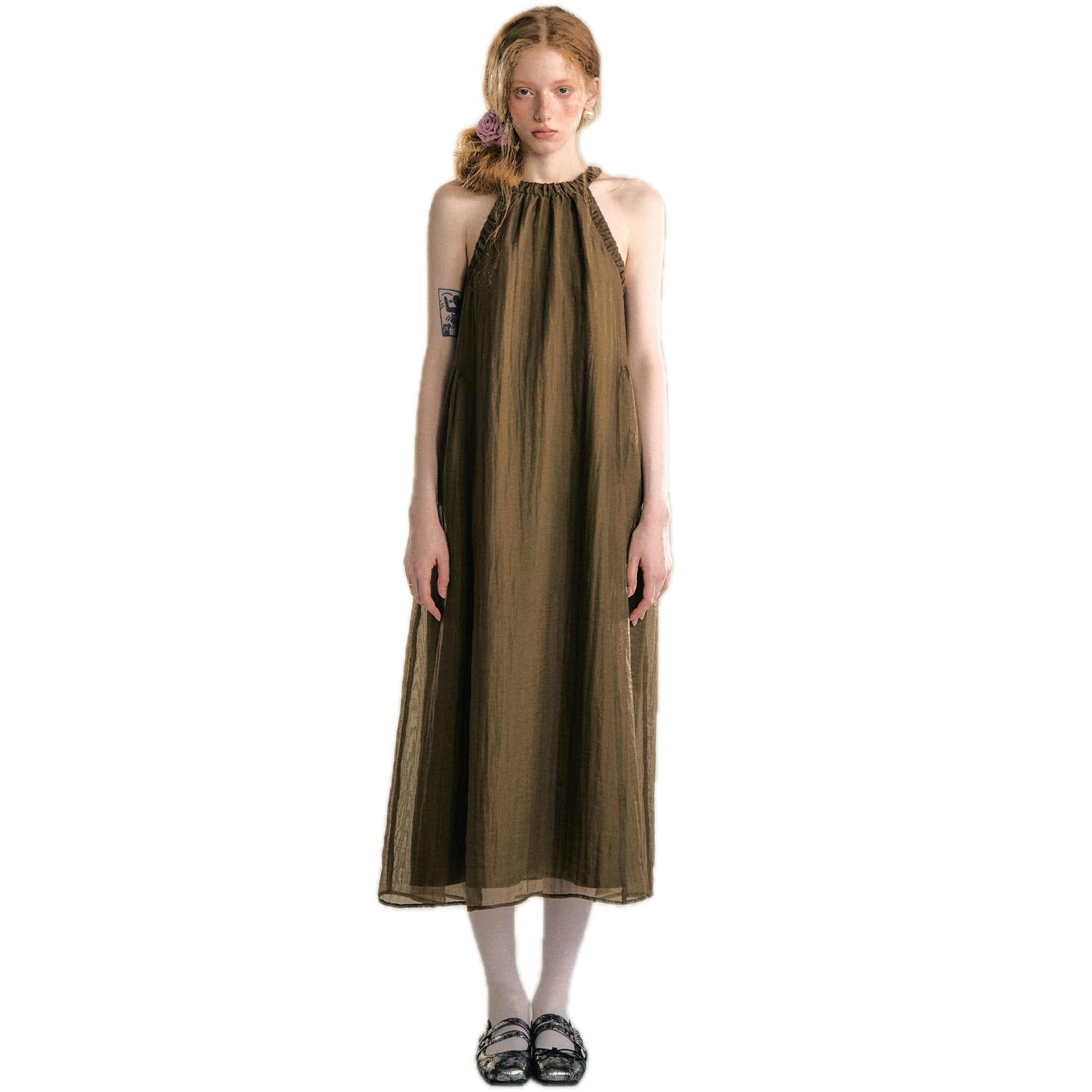 SOMESOWE Pleated Halterneck Dress | MADA IN CHINA